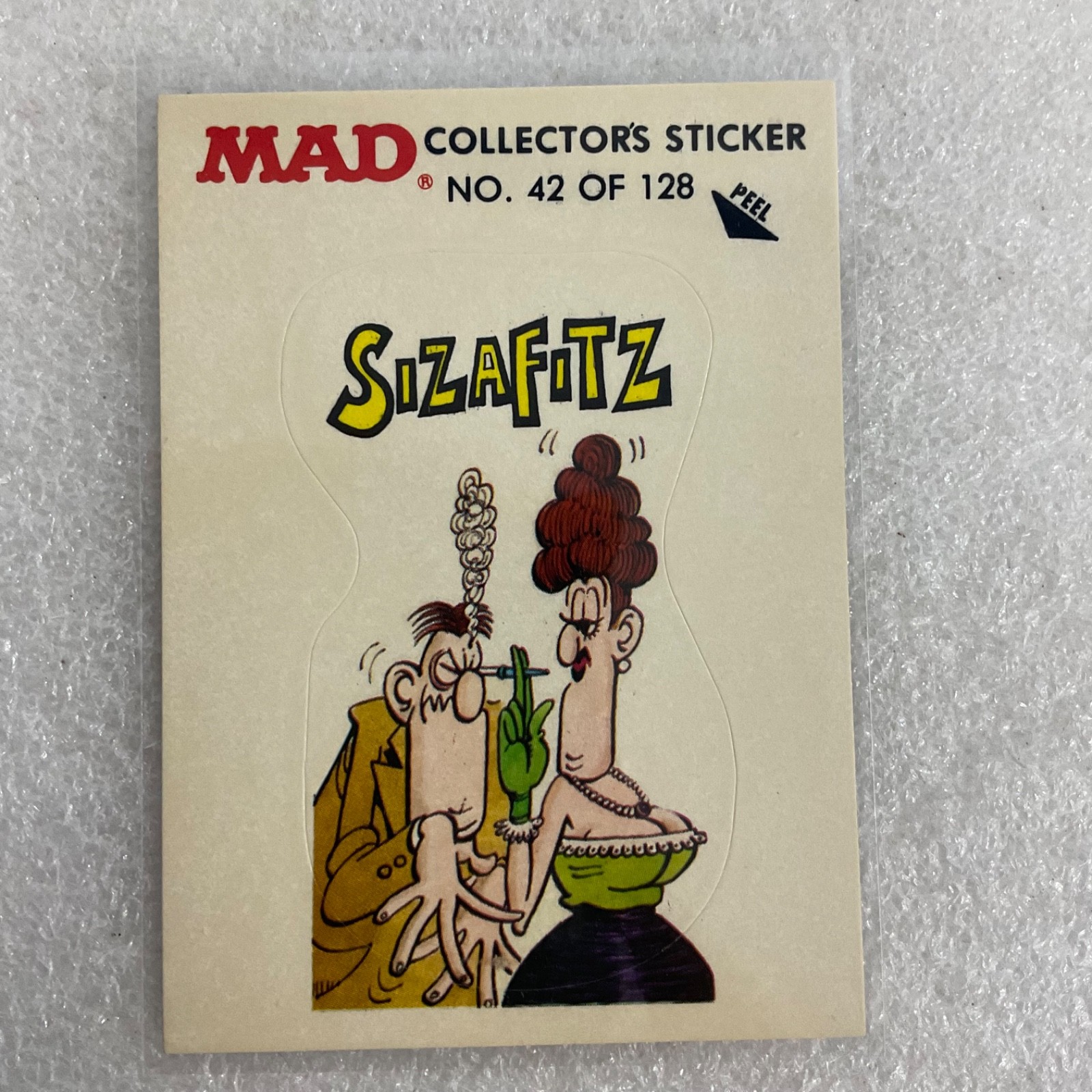 1983 MAD Trouble Stickers Fleer No 42 Sizafitz Sticker Card - Image 1