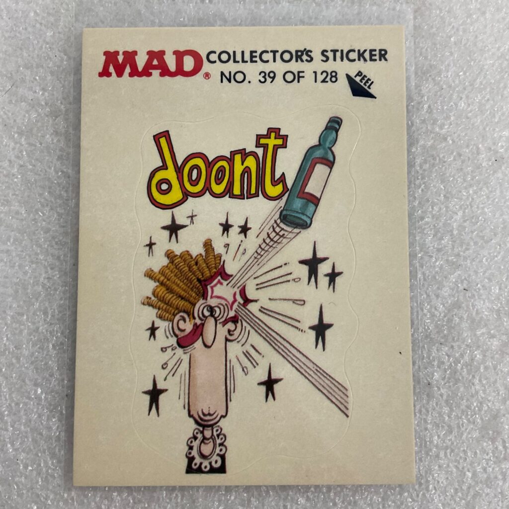 1983 MAD Trouble Stickers Fleer No 39 Doont Sticker Card - Image 1
