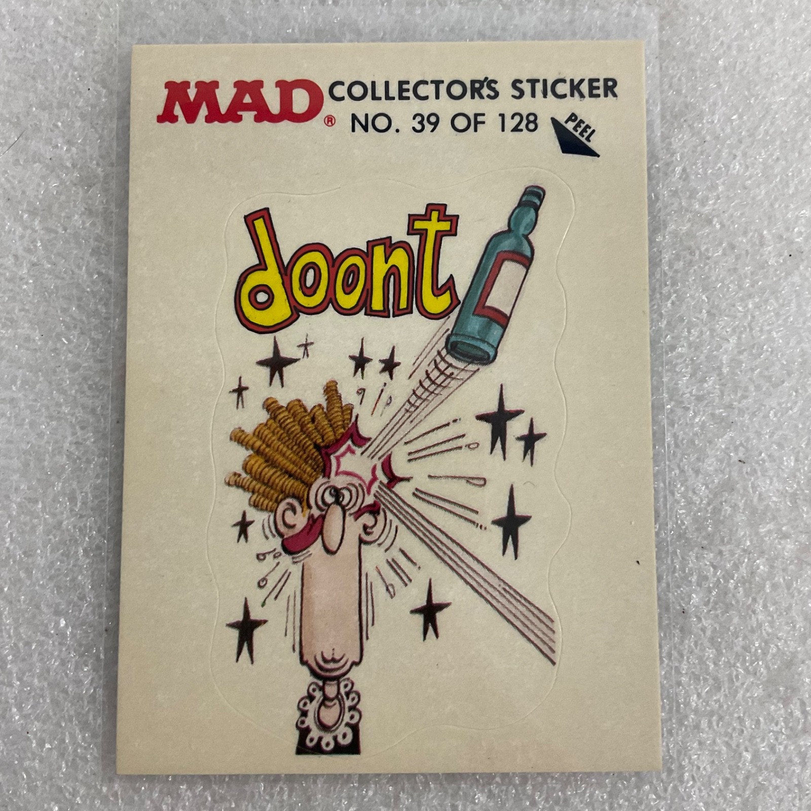 1983 MAD Trouble Stickers Fleer No 39 Doont Sticker Card - Image 1