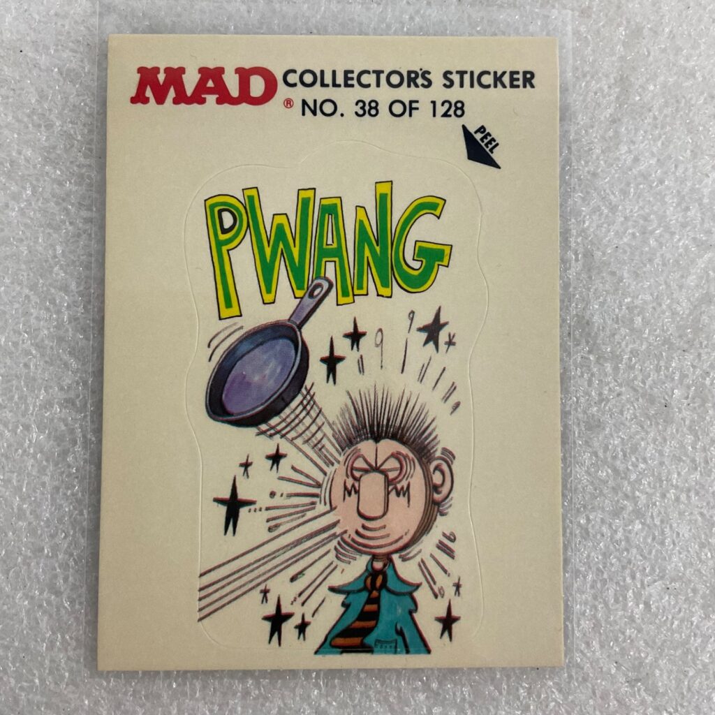 1983 MAD Trouble Stickers Fleer No 38 Pwang Sticker Card - Image 1