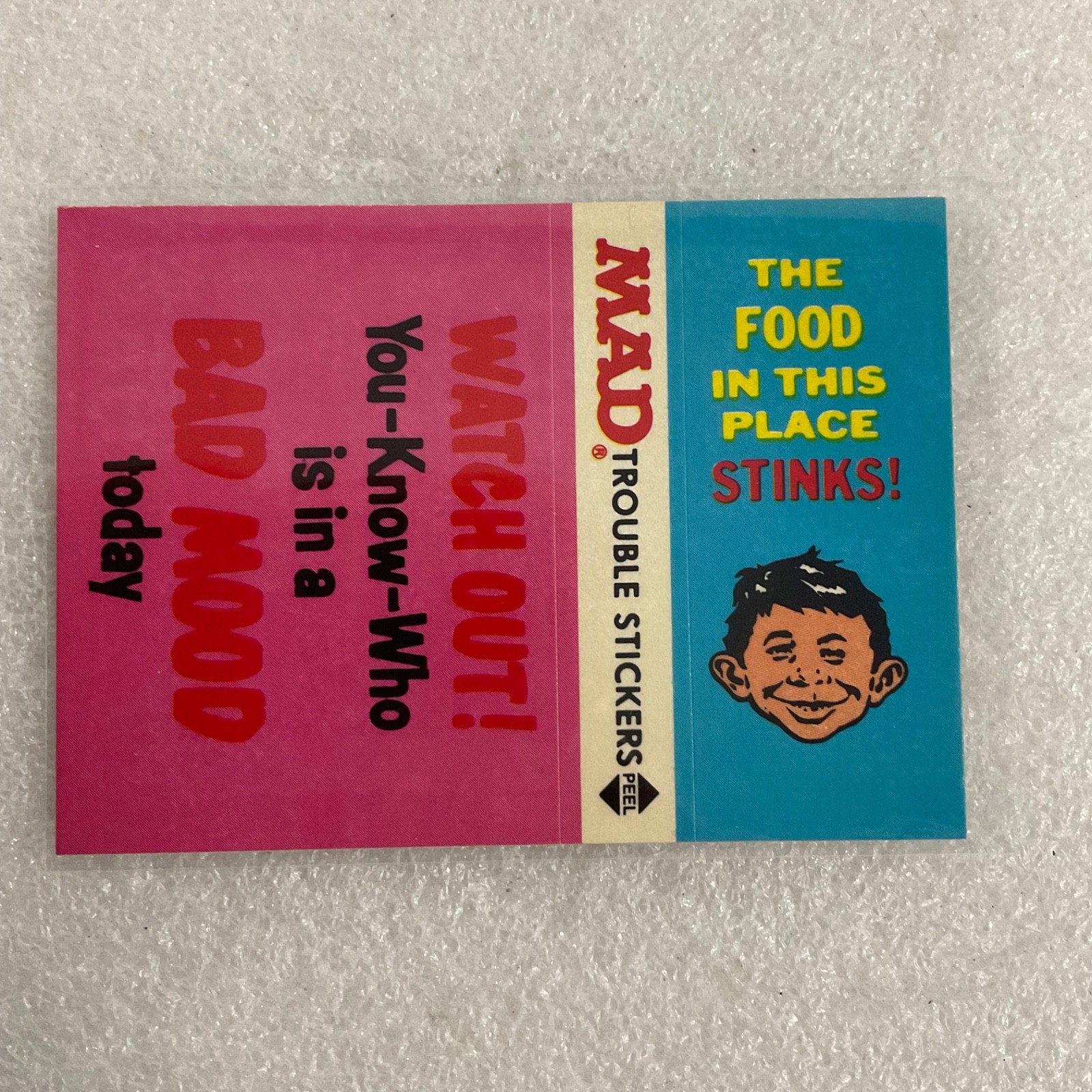 1983 MAD Trouble Stickers Fleer Bad Mood Sticker Card - Image 2