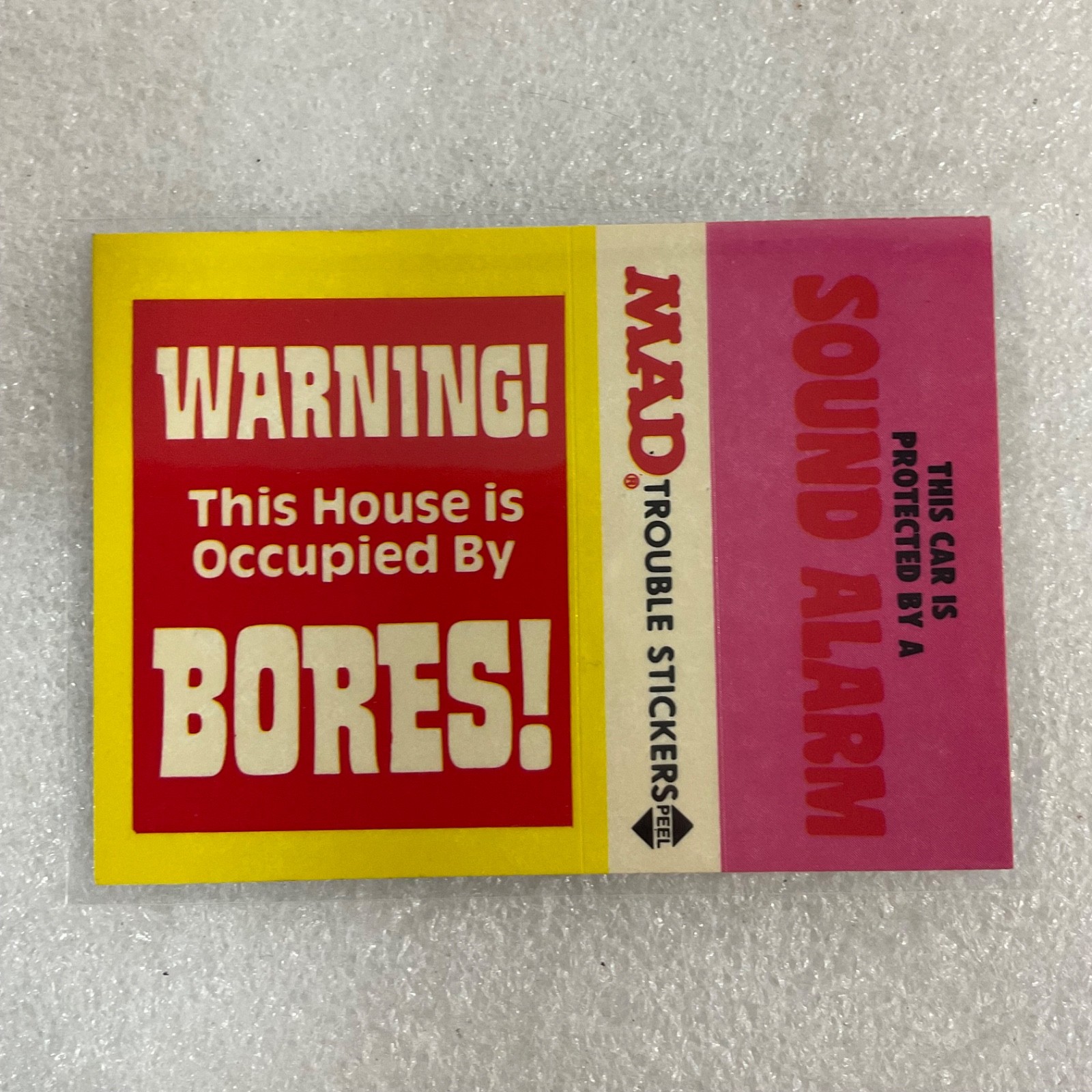 1983 MAD Trouble Stickers Fleer Sound Alarm Bores Sticker Card - Image 2