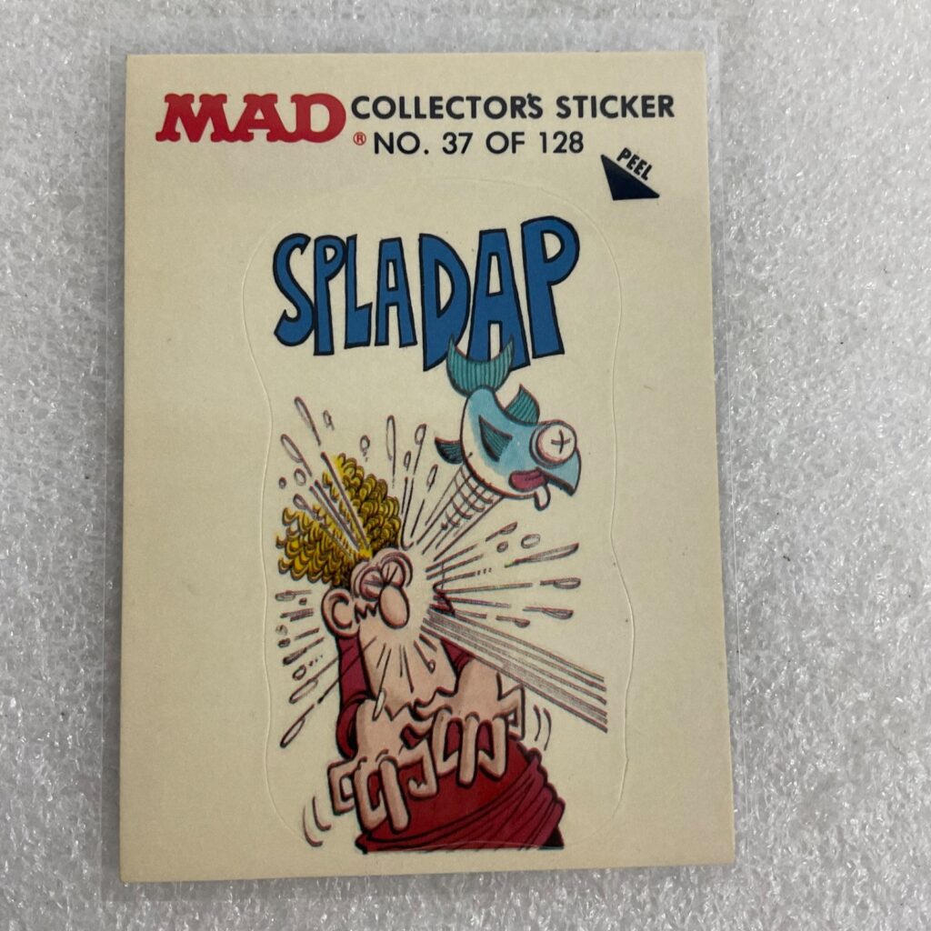 1983 MAD Trouble Stickers Fleer No 37 SPLADAP Sticker Card - Image 1