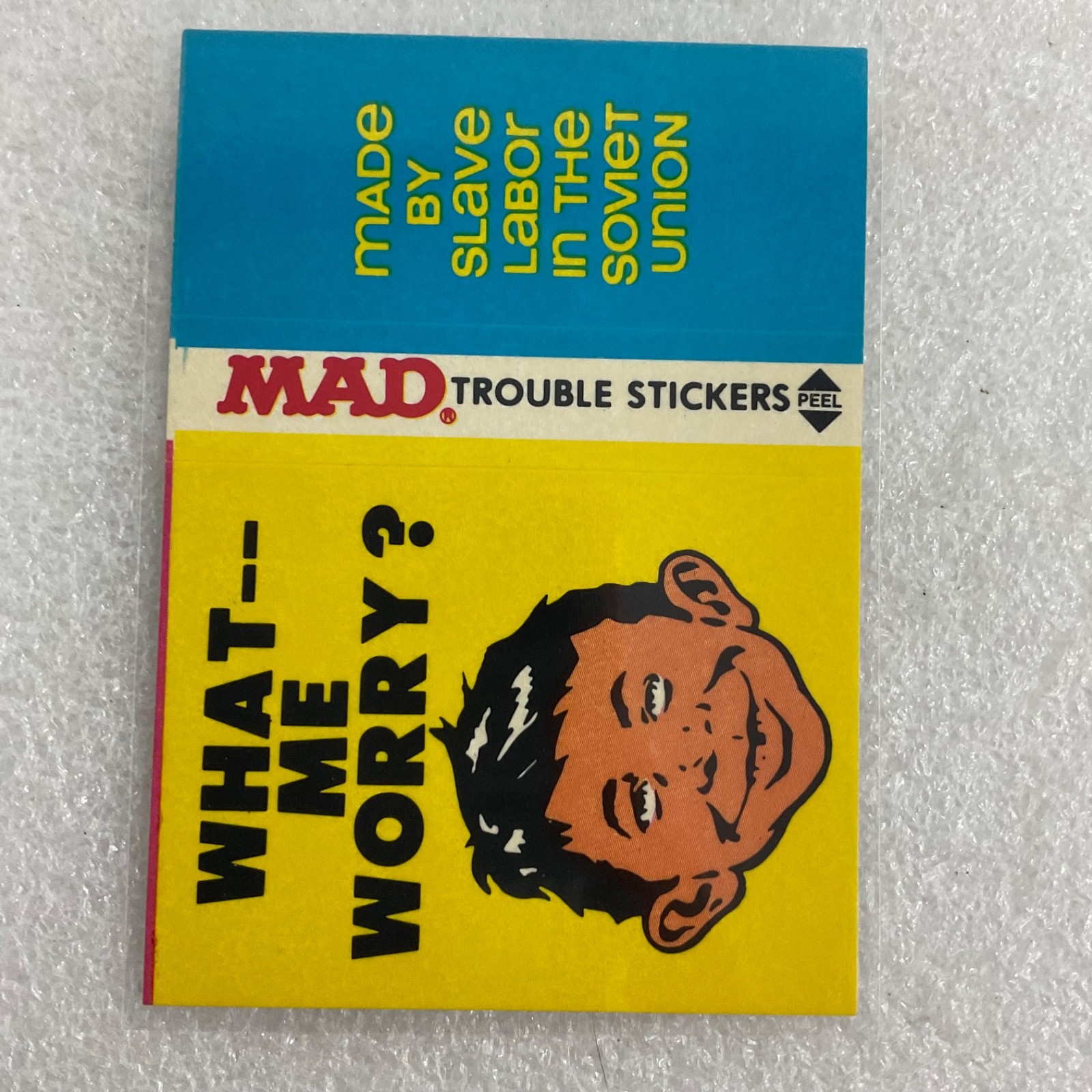 1983 MAD Trouble Stickers Fleer What Me Worry Sticker Card - Image 2