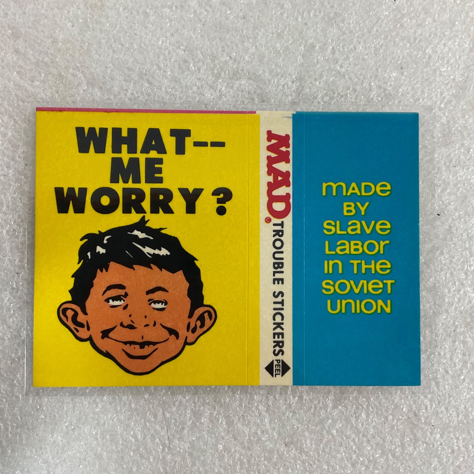 1983 MAD Trouble Stickers Fleer What Me Worry Sticker Card - Image 1
