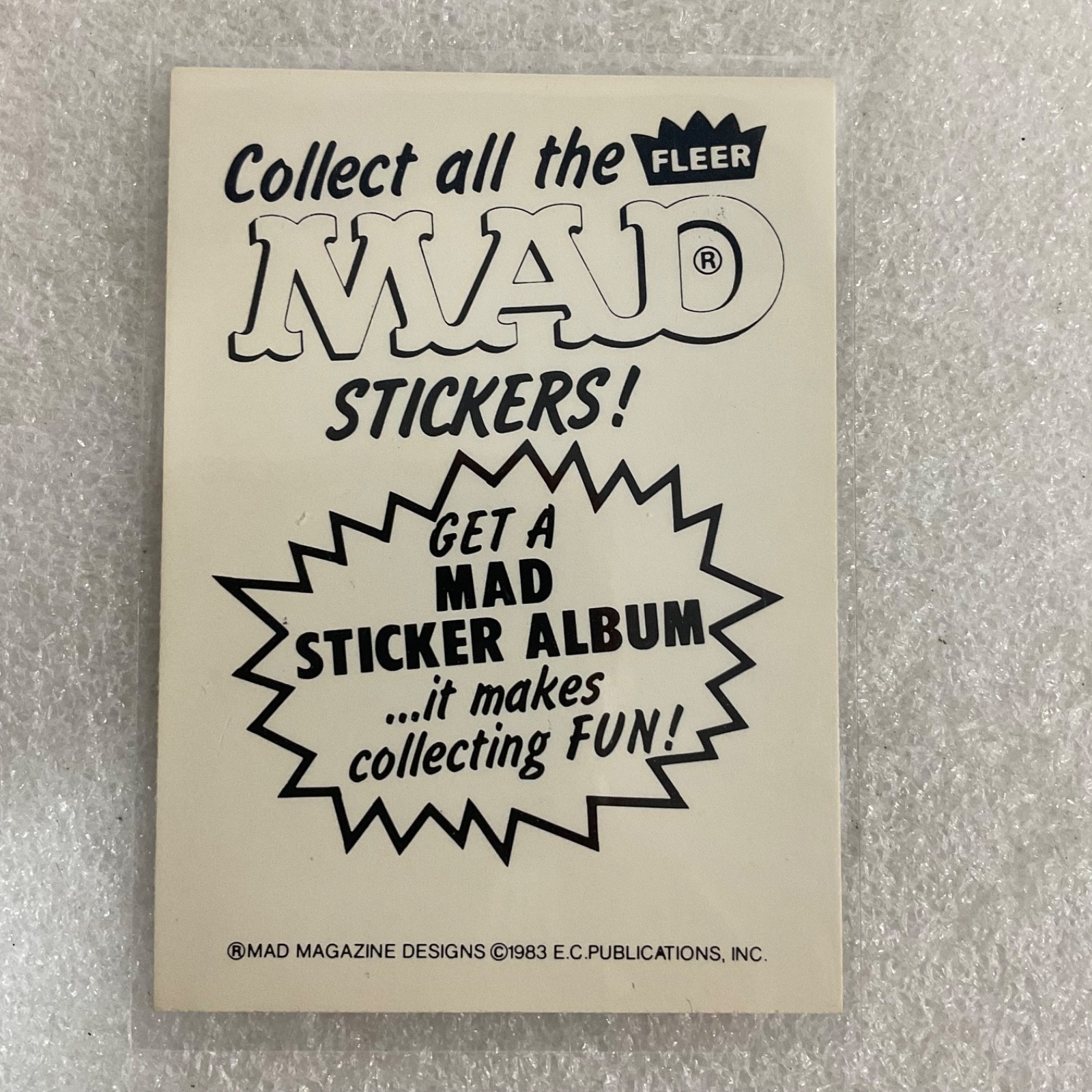 1983 MAD Trouble Stickers Fleer No 105 Homework Sticker Card - Image 2