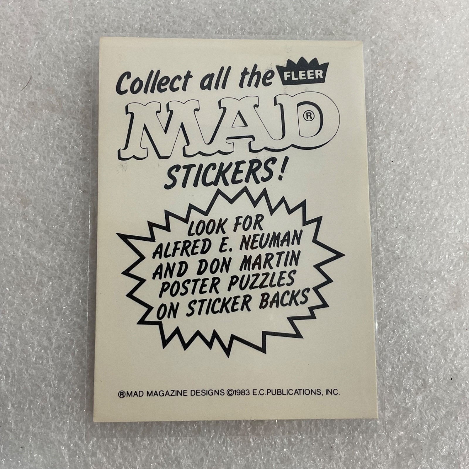1983 MAD Trouble Stickers Fleer No 57 It's 4 To 1 Sticker Card - Image 3