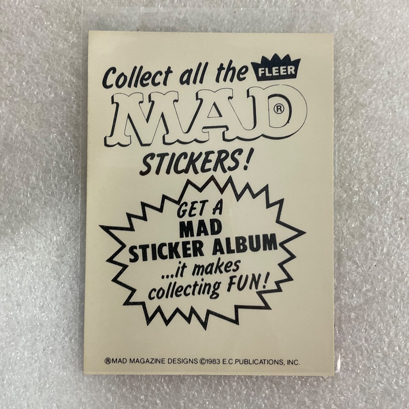 1983 MAD Trouble Stickers Fleer Conserve Natural Gas Sticker Card - Image 3