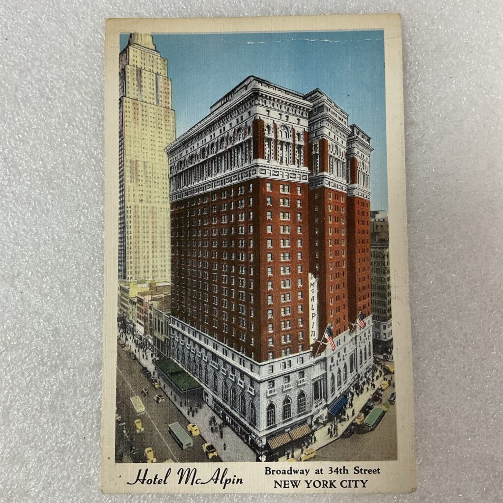 Vintage Hotel McAlpin NYC Postcard Broadway & 34th St Unused Linen 1940s - Image 1