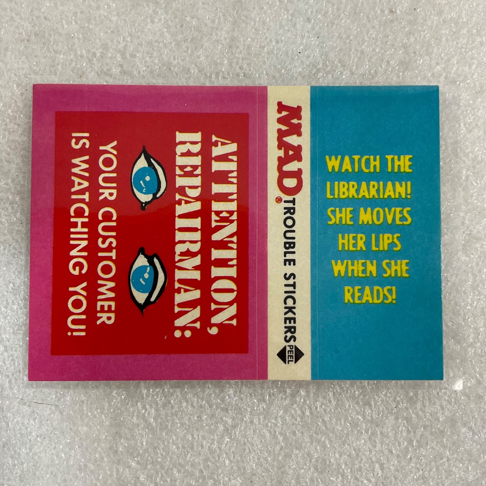 1983 MAD Trouble Stickers Fleer Repairman Customer Sticker Card - Image 2