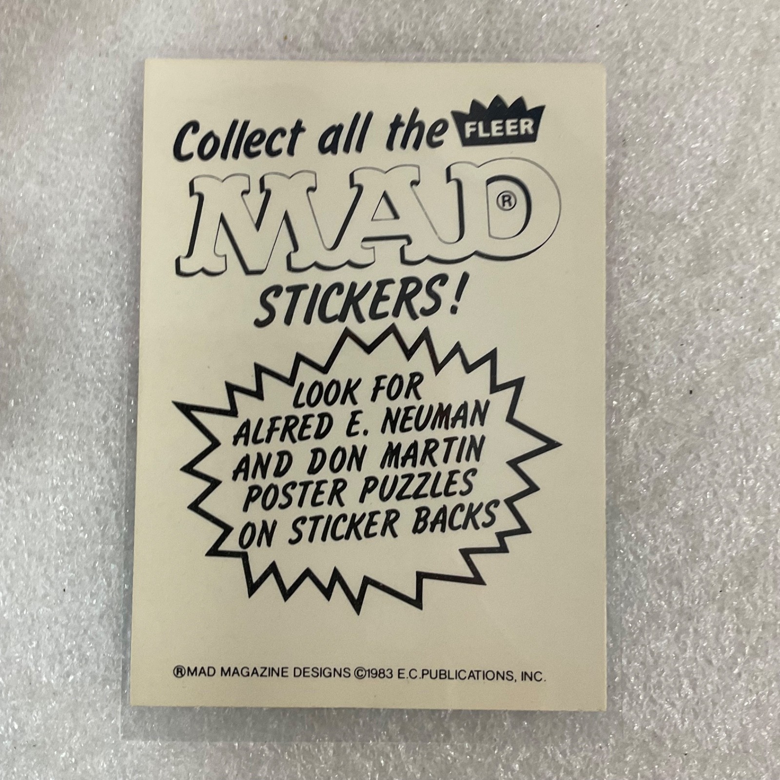 1983 MAD Trouble Stickers Fleer Repairman Customer Sticker Card - Image 3