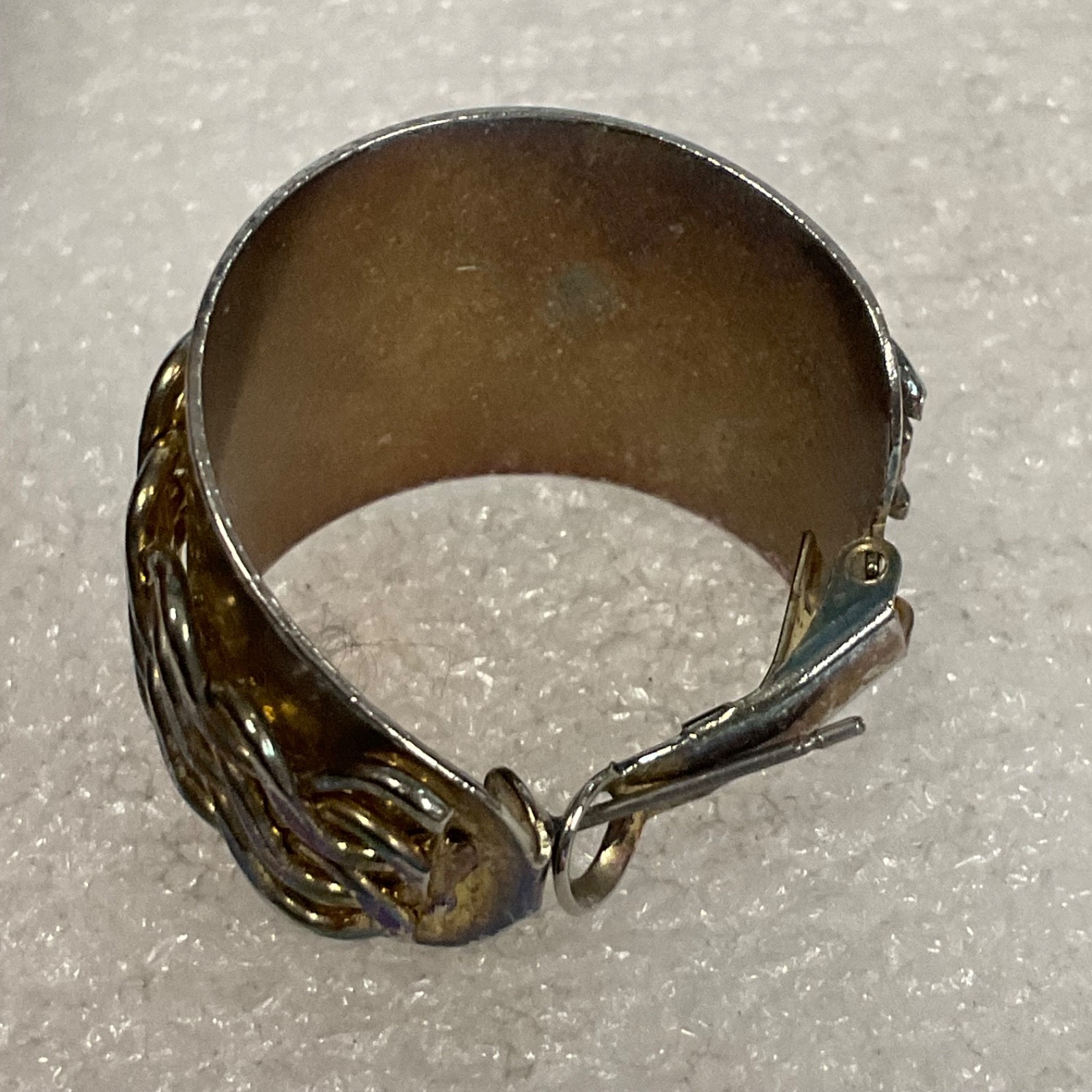 Vintage Wide Band Adjustable Ring Size 11 Gold Silver Tone Braided Celtic Design - Image 3