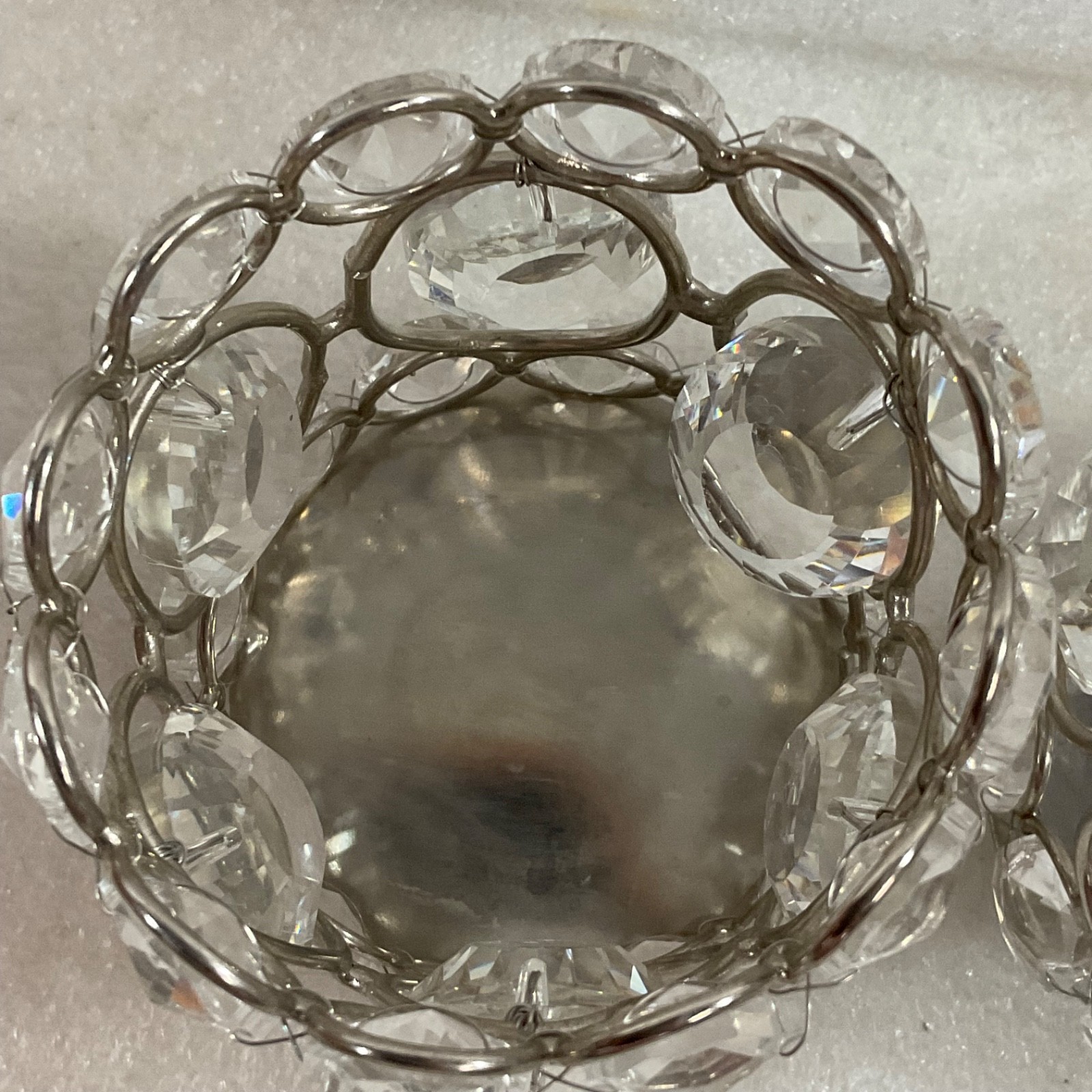 Pair Clear Faceted Tealight Candle Holders Silver Tone 3 in - Image 10
