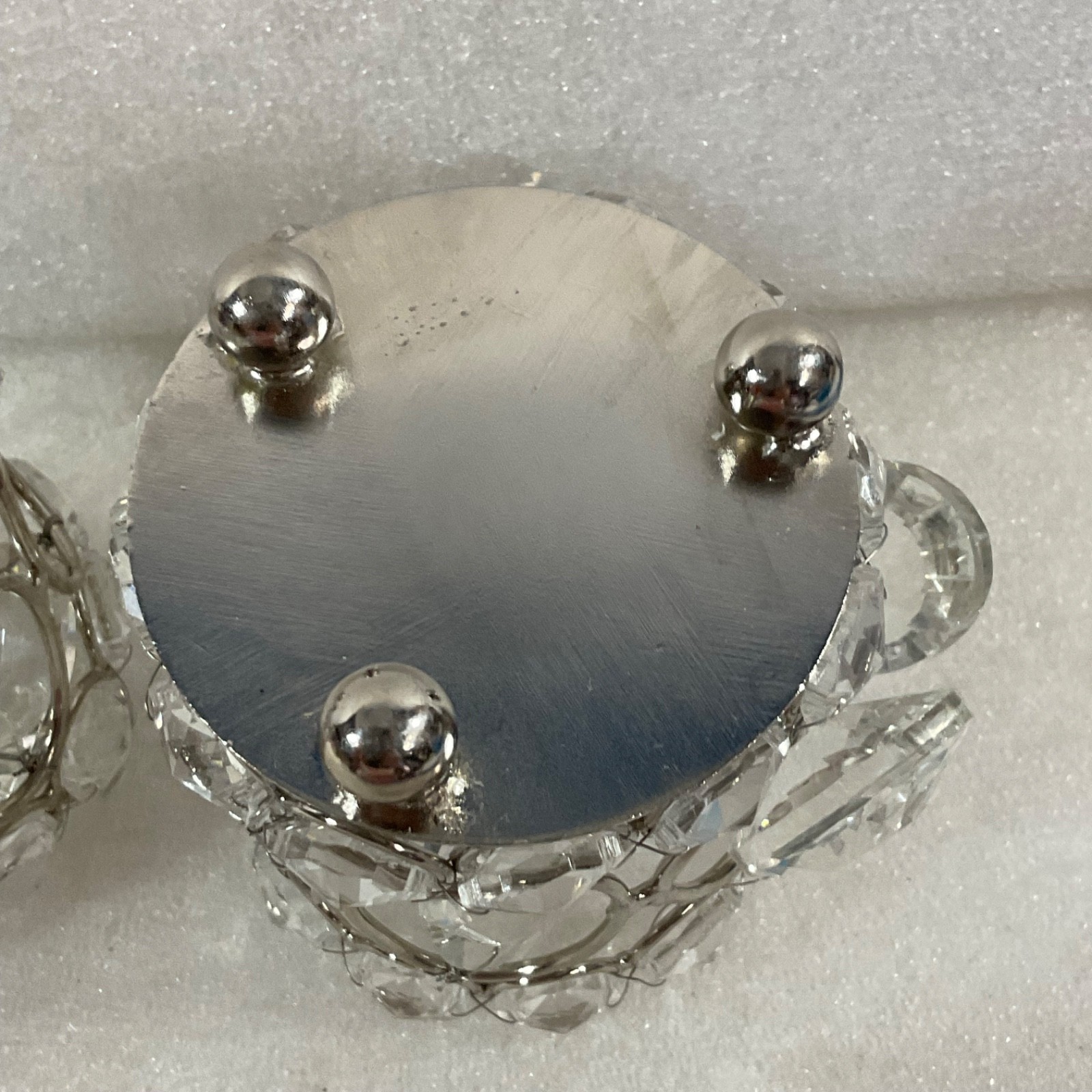 Pair Clear Faceted Tealight Candle Holders Silver Tone 3 in - Image 13