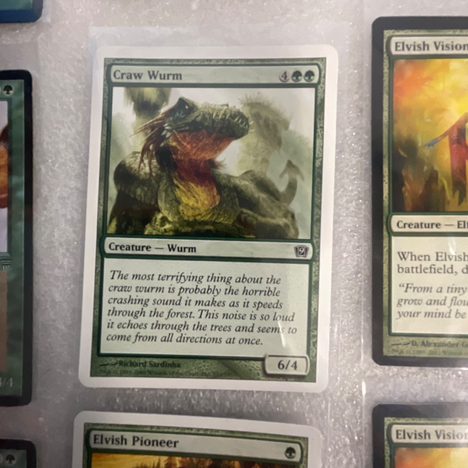 MTG 20 Card Green Lot Mixed Sets Dragon Fangs Elvish Visionary Craw Wurm - Image 8