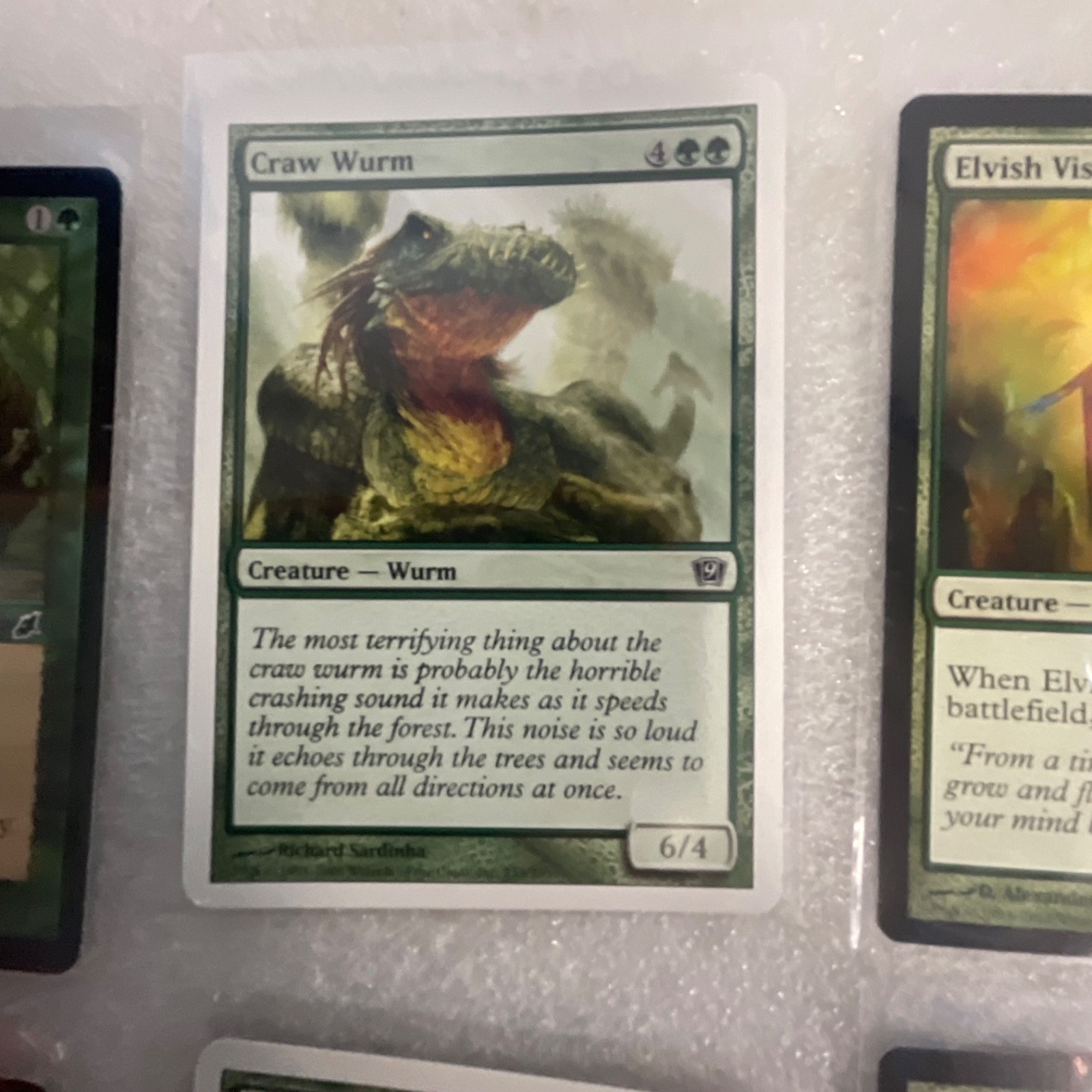 MTG 20 Card Green Lot Mixed Sets Dragon Fangs Elvish Visionary Craw Wurm - Image 9