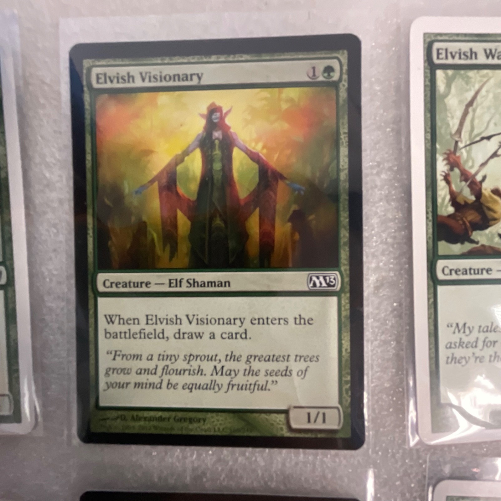 MTG 20 Card Green Lot Mixed Sets Dragon Fangs Elvish Visionary Craw Wurm - Image 10