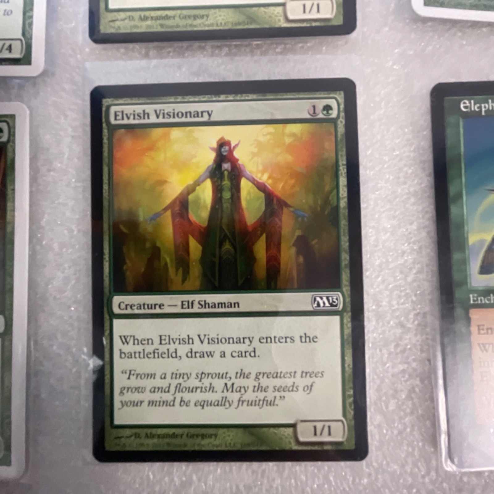 MTG 20 Card Green Lot Mixed Sets Dragon Fangs Elvish Visionary Craw Wurm - Image 12