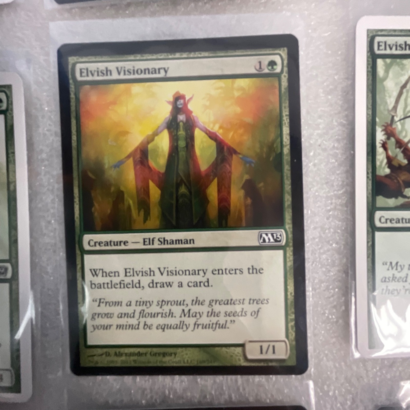 MTG 20 Card Green Lot Mixed Sets Dragon Fangs Elvish Visionary Craw Wurm - Image 11