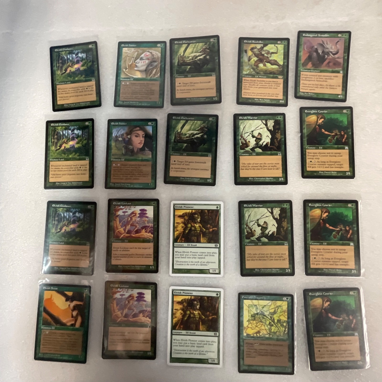MTG 20 Card Green Lot Elvish Guidance Warrior Courier Mixed Sets - Image 1