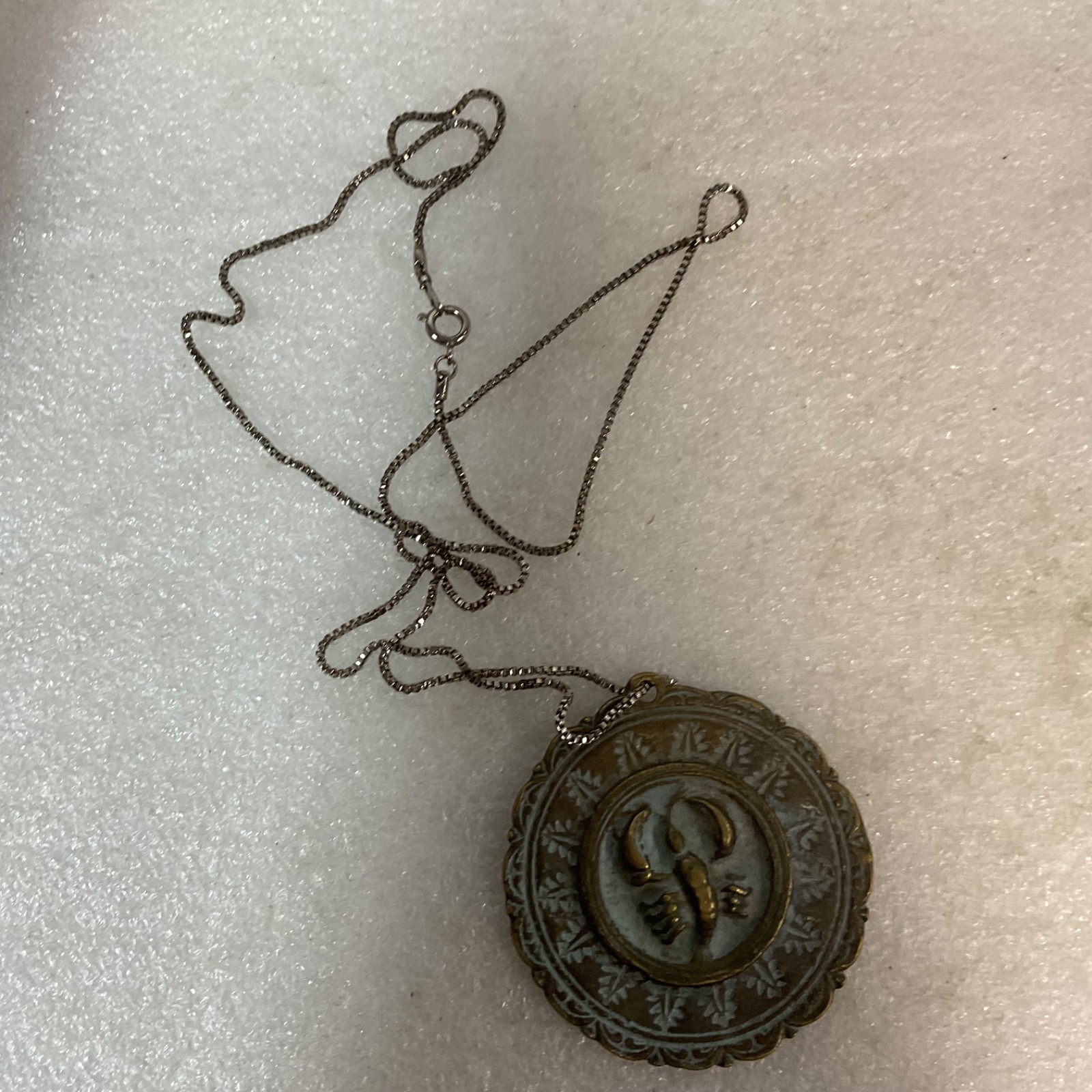 Vintage Brass Scorpion Zodiac Medallion Pendant Necklace Astrology Amulet 44.8g - Image 8
