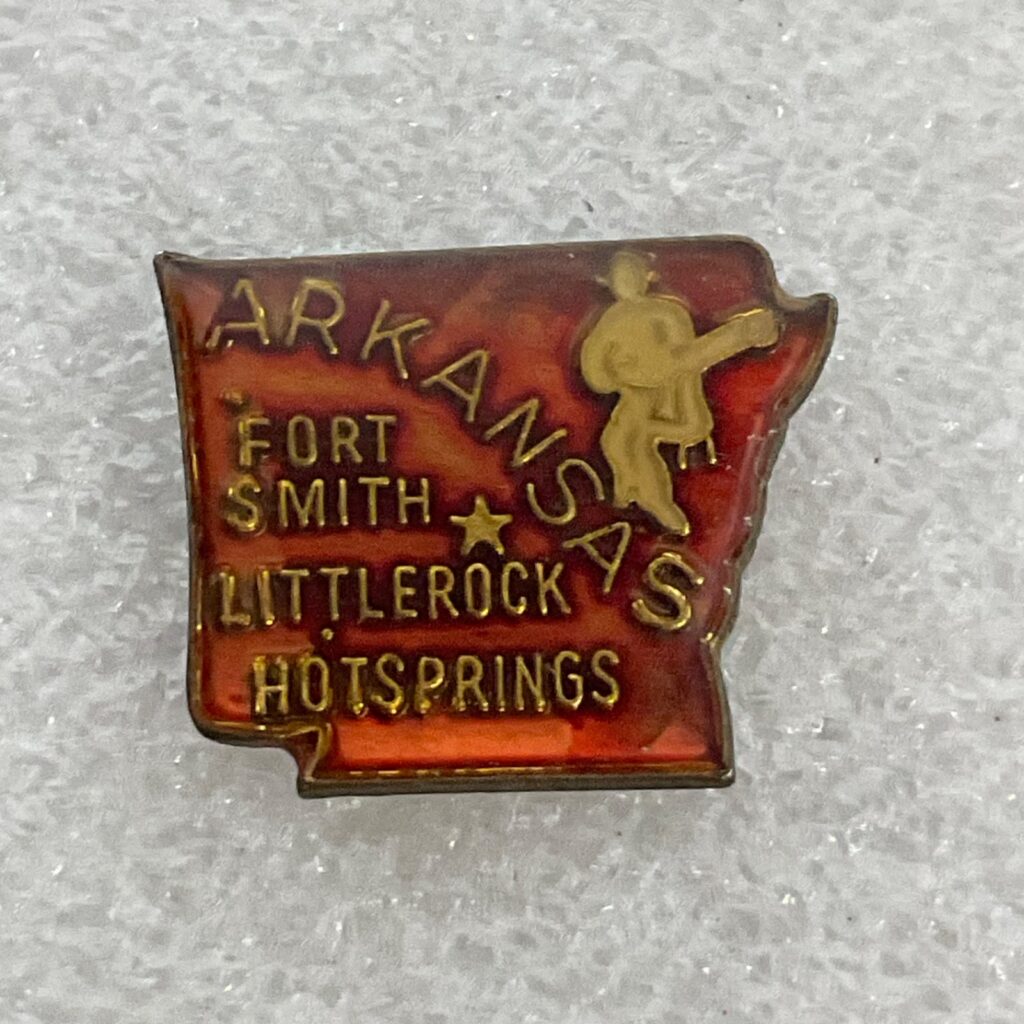 Vintage Arkansas State Enamel Pin 1in Fort Smith Little Rock Hot Springs - Image 1