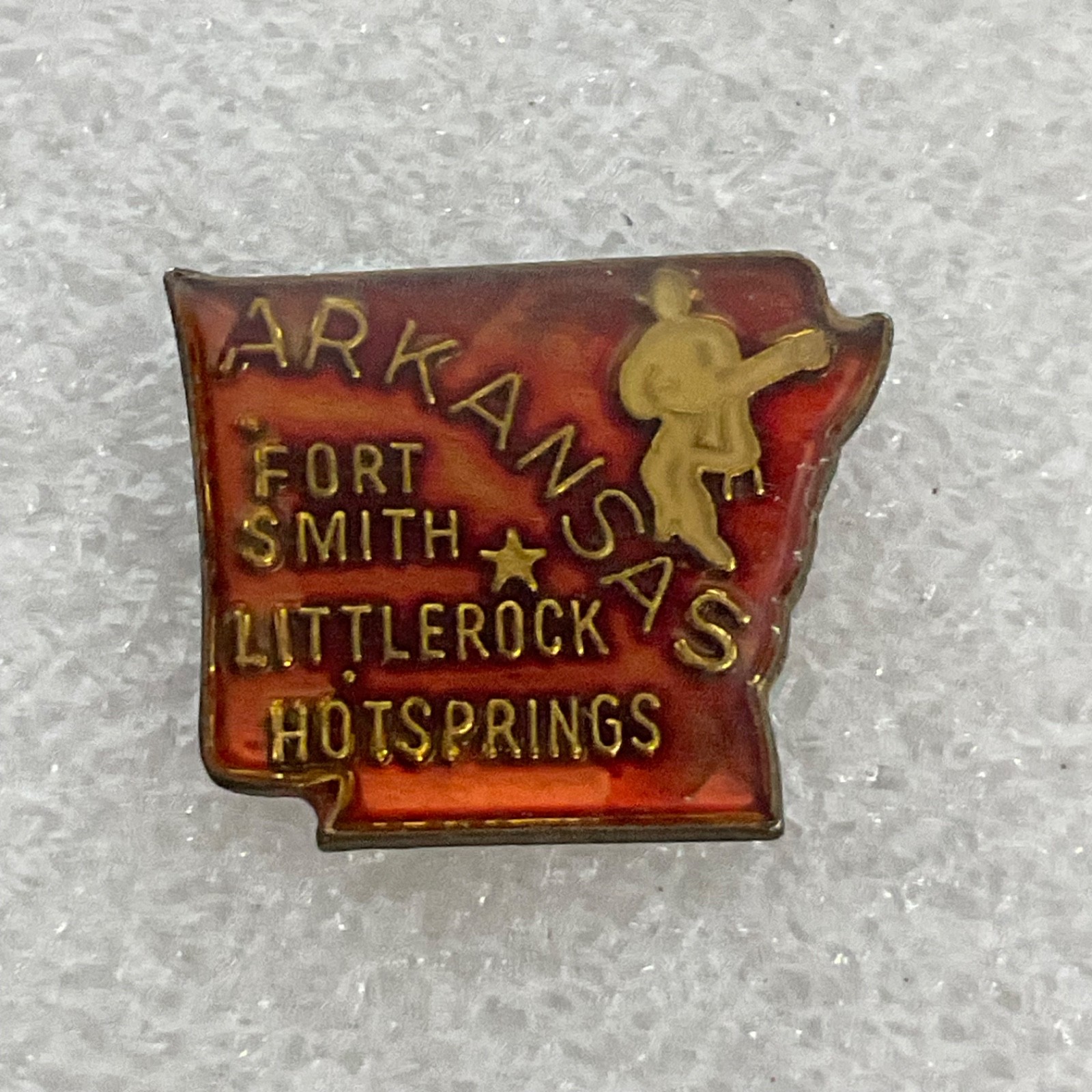 Vintage Arkansas State Enamel Pin 1in Fort Smith Little Rock Hot Springs - Image 1