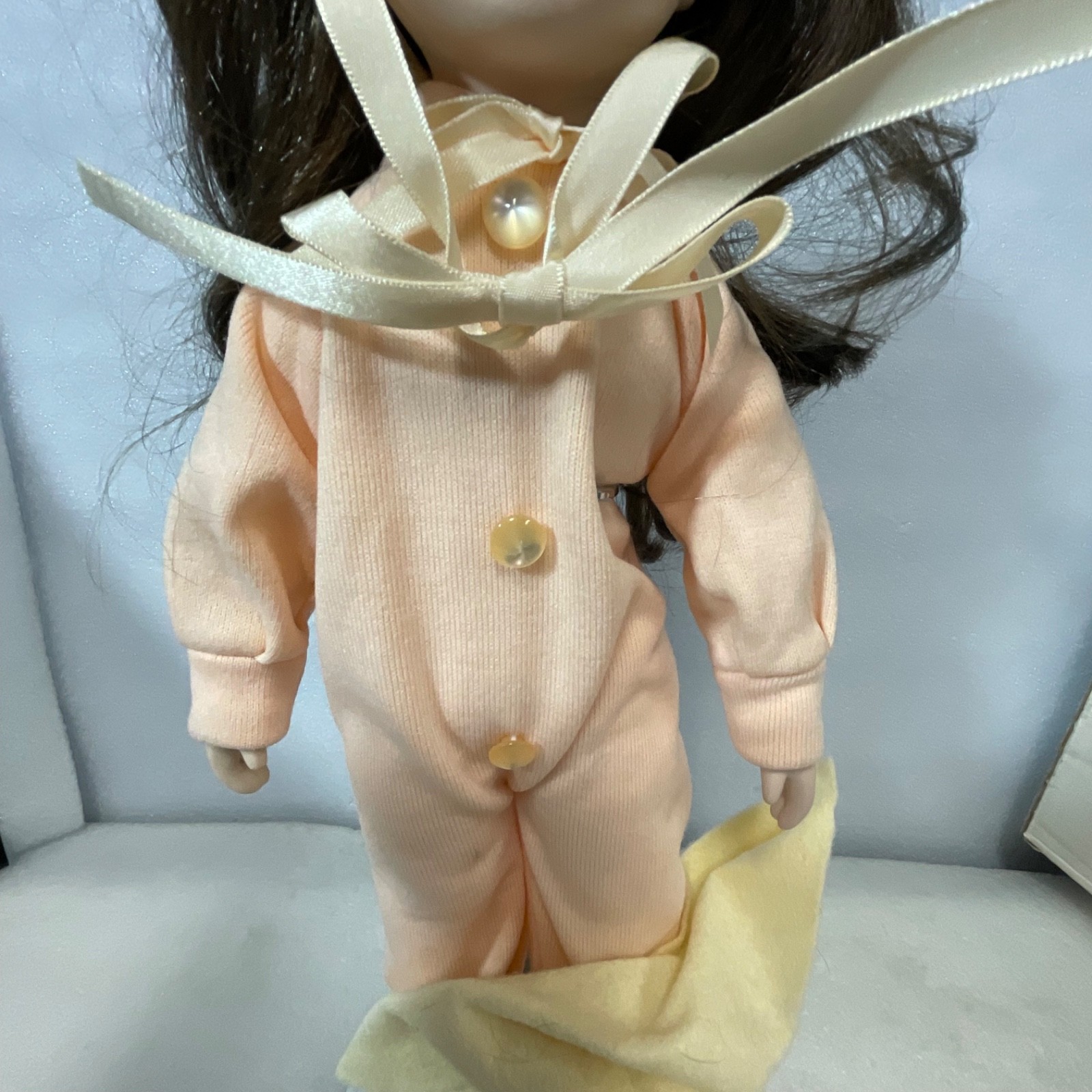 House of Lloyd Pajama Baby Doll 12-069 16in With Bear Box Stand 1989 - Image 6