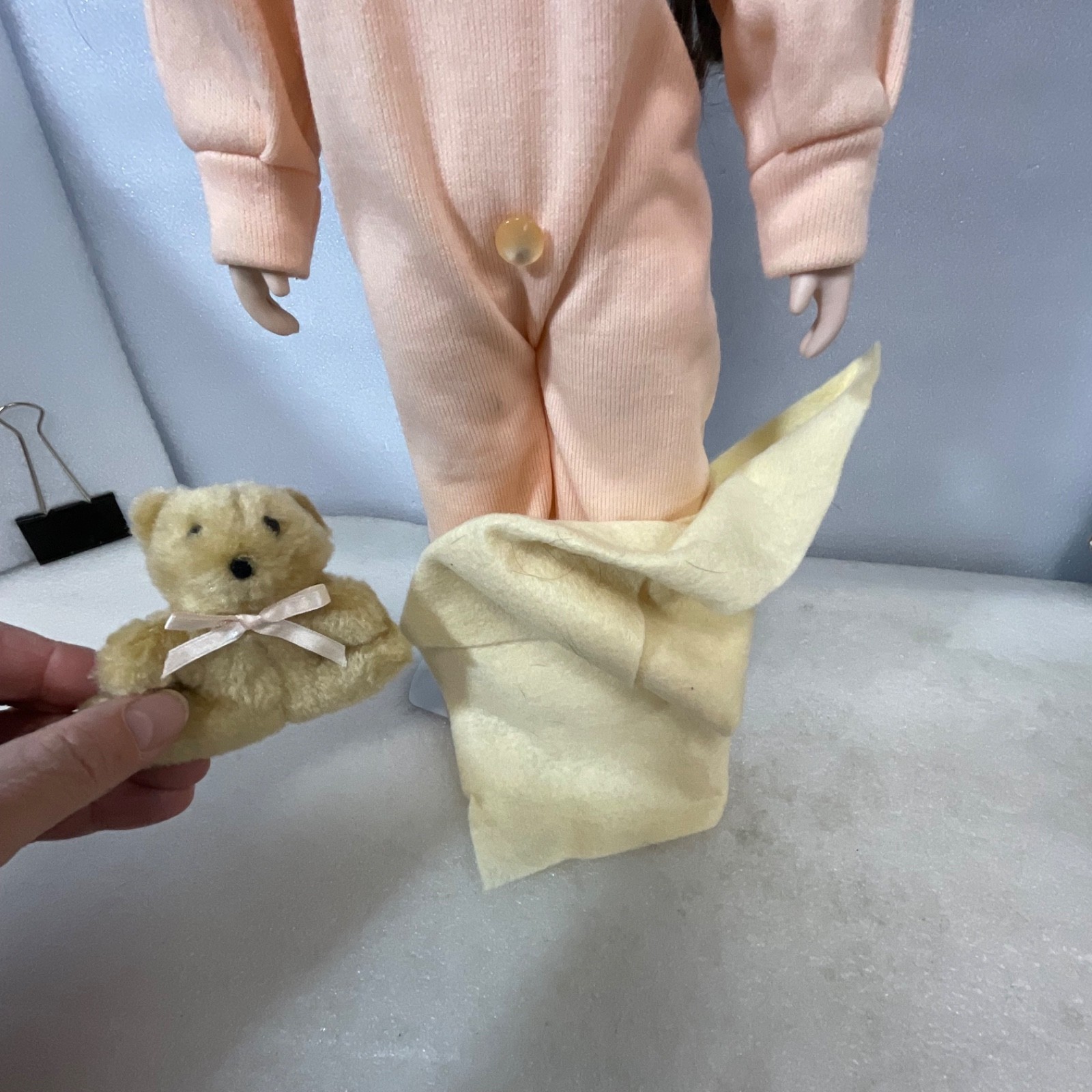 House of Lloyd Pajama Baby Doll 12-069 16in With Bear Box Stand 1989 - Image 7