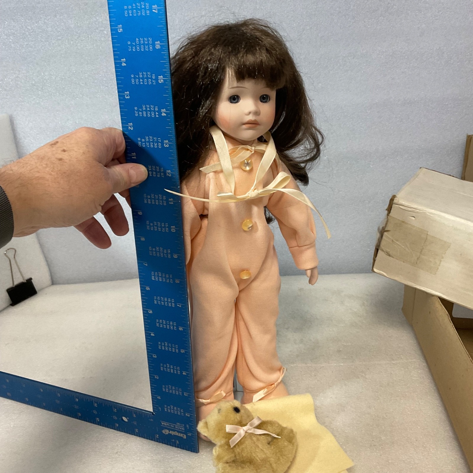 House of Lloyd Pajama Baby Doll 12-069 16in With Bear Box Stand 1989 - Image 13