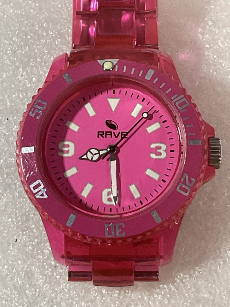 Rave Pink Watch 5” Pink Band Butterfly Clasp GnuFashion - Image 1