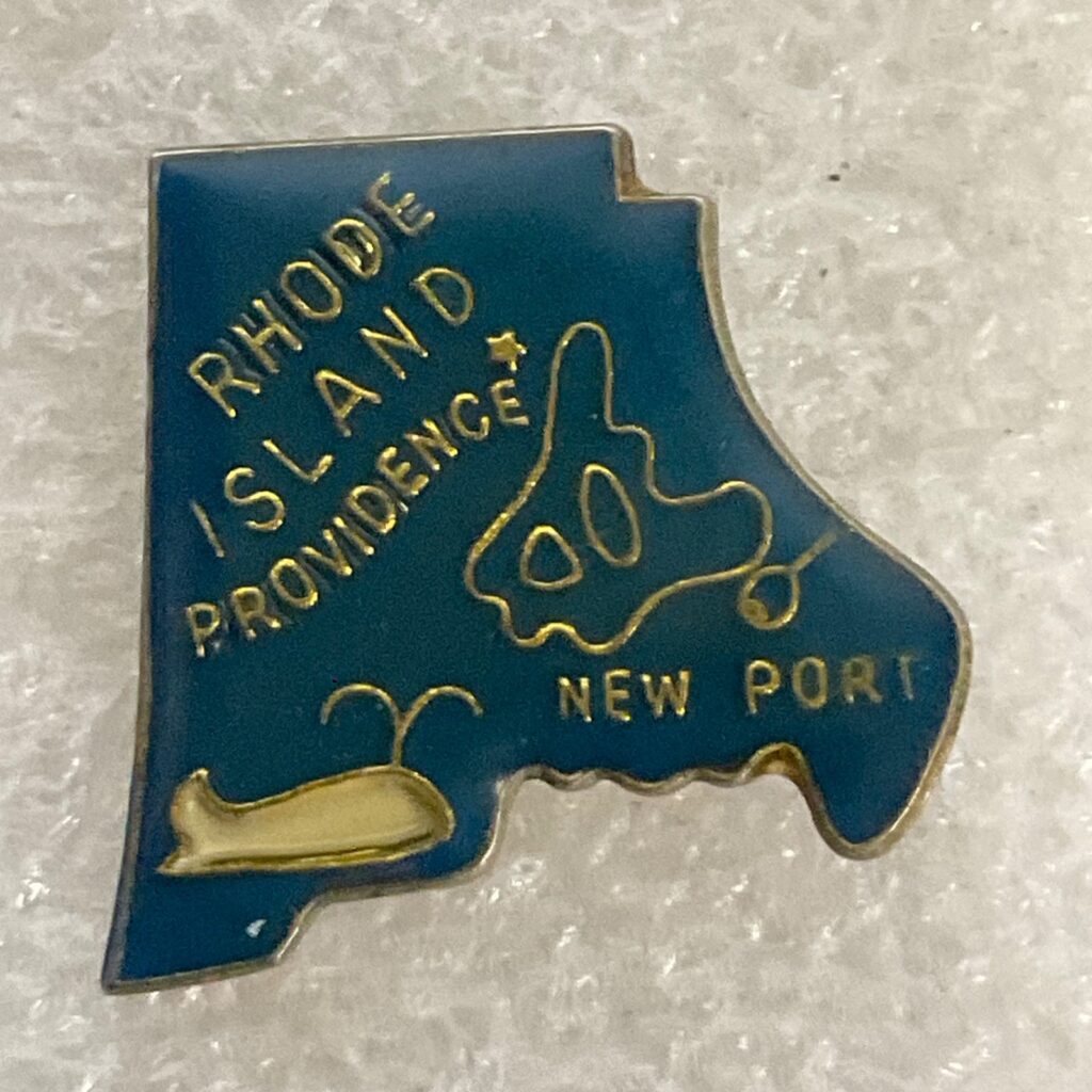 Vintage Rhode Island State Enamel Pin 1in Providence Newport Whale Design Travel - Image 1