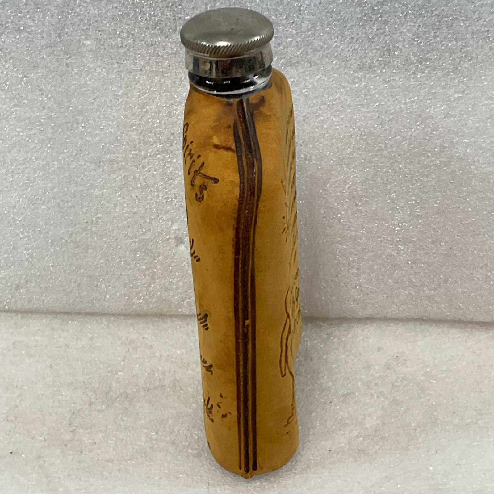 Glass Flask With Leather Cover Drunk Poem Farm Animal Graphics 6 in - Image 4