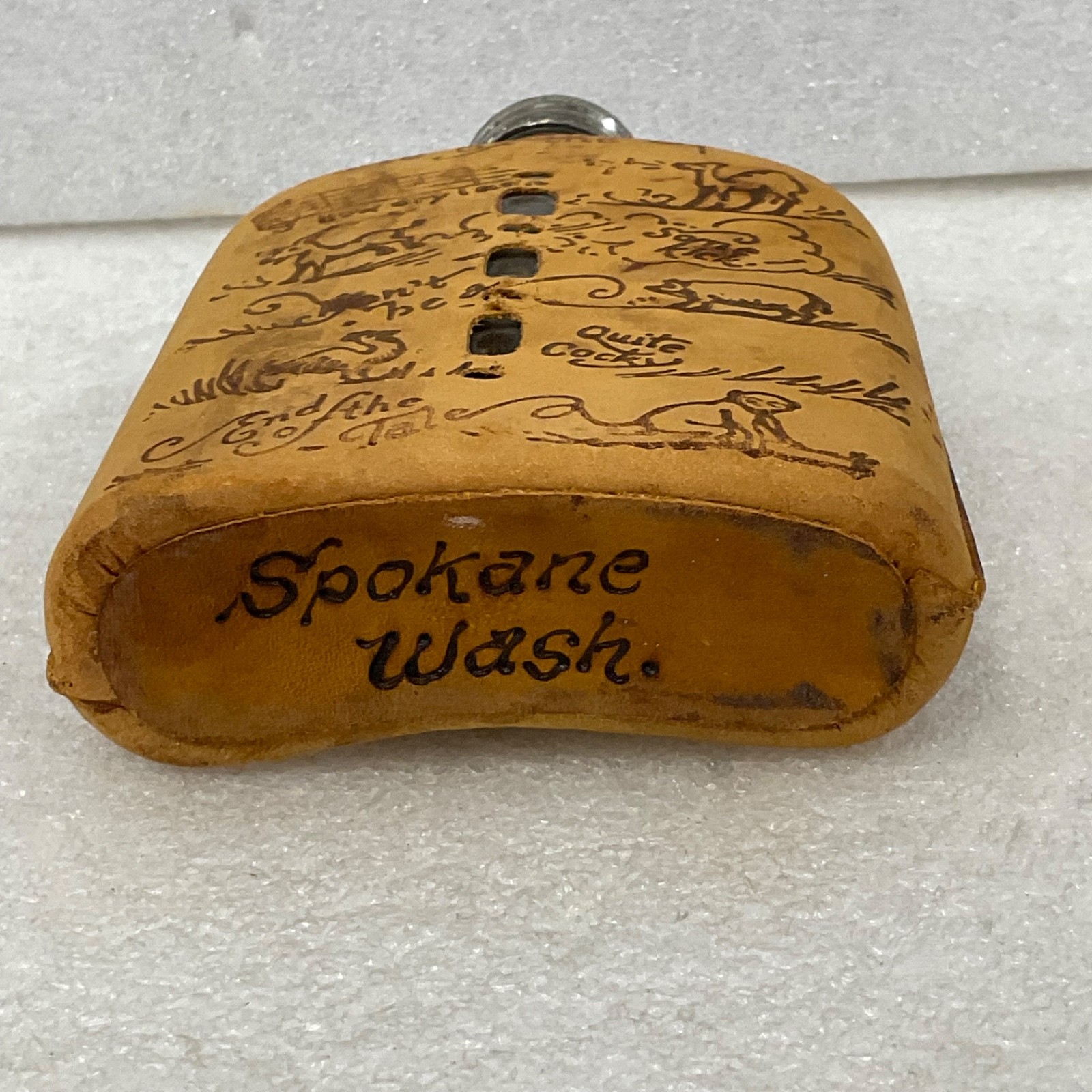Glass Flask With Leather Cover Drunk Poem Farm Animal Graphics 6 in - Image 7