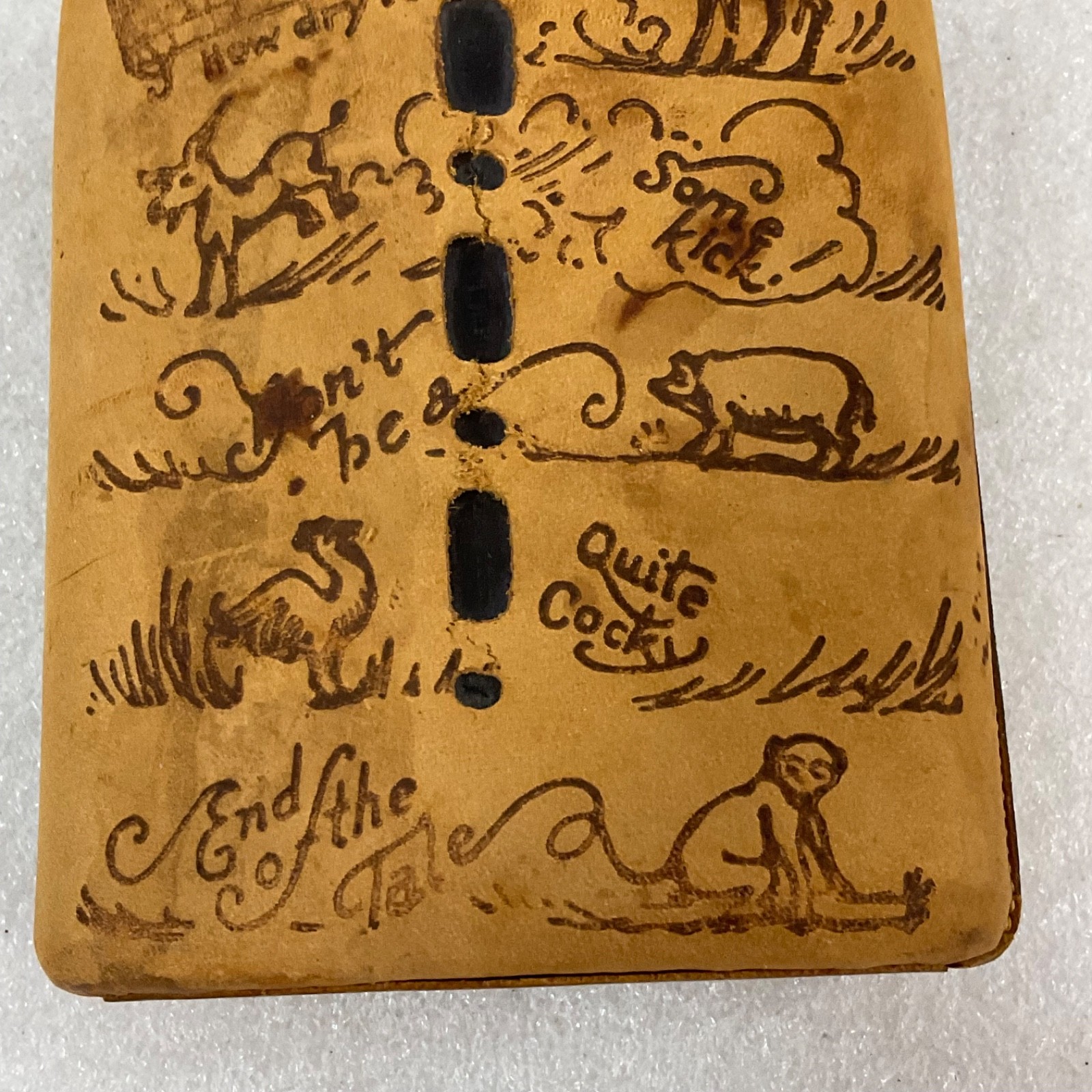 Glass Flask With Leather Cover Drunk Poem Farm Animal Graphics 6 in - Image 9