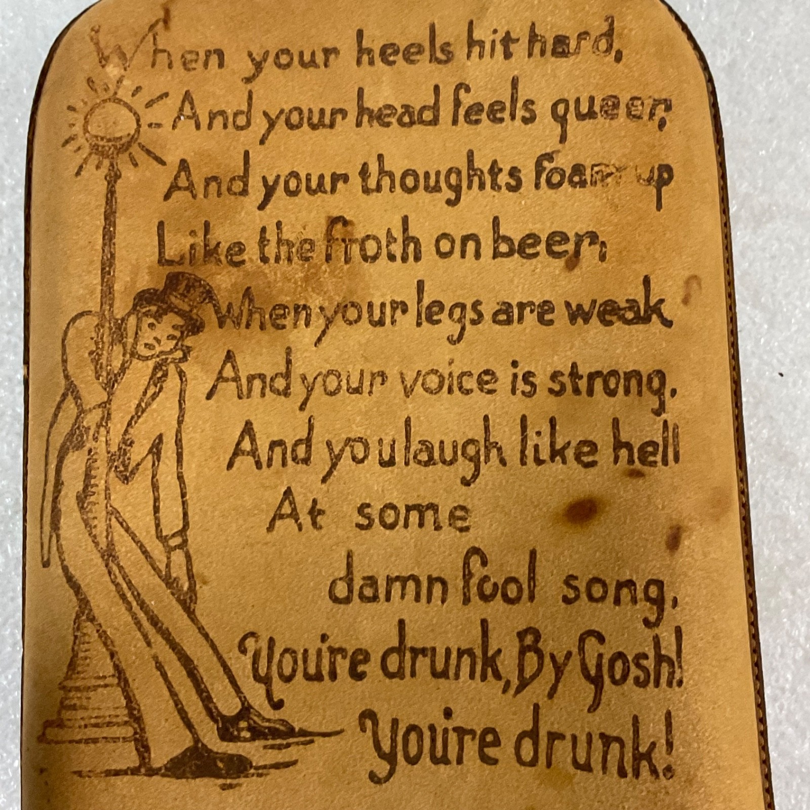 Glass Flask With Leather Cover Drunk Poem Farm Animal Graphics 6 in - Image 10