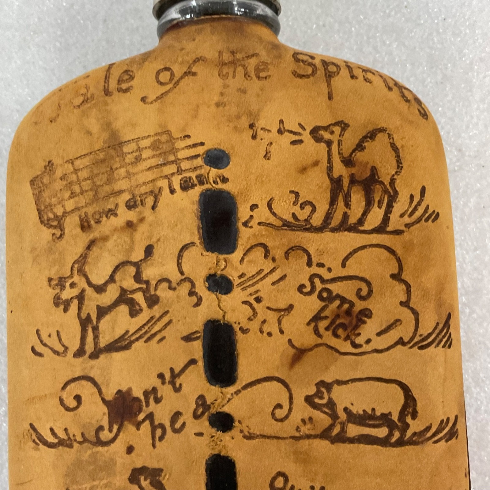 Glass Flask With Leather Cover Drunk Poem Farm Animal Graphics 6 in - Image 8