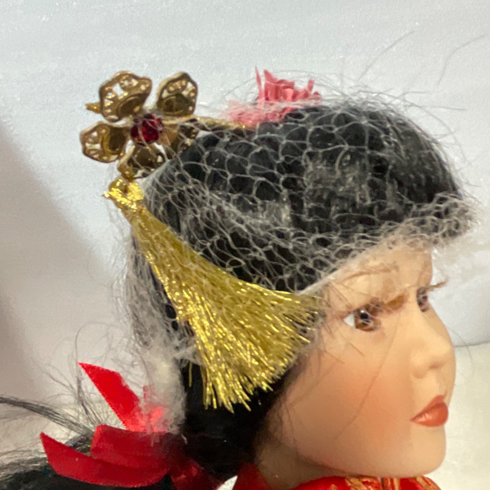 Americana Sweetheart Su Ling Porcelain Doll 15in Red Dress Box 28220 - Image 12