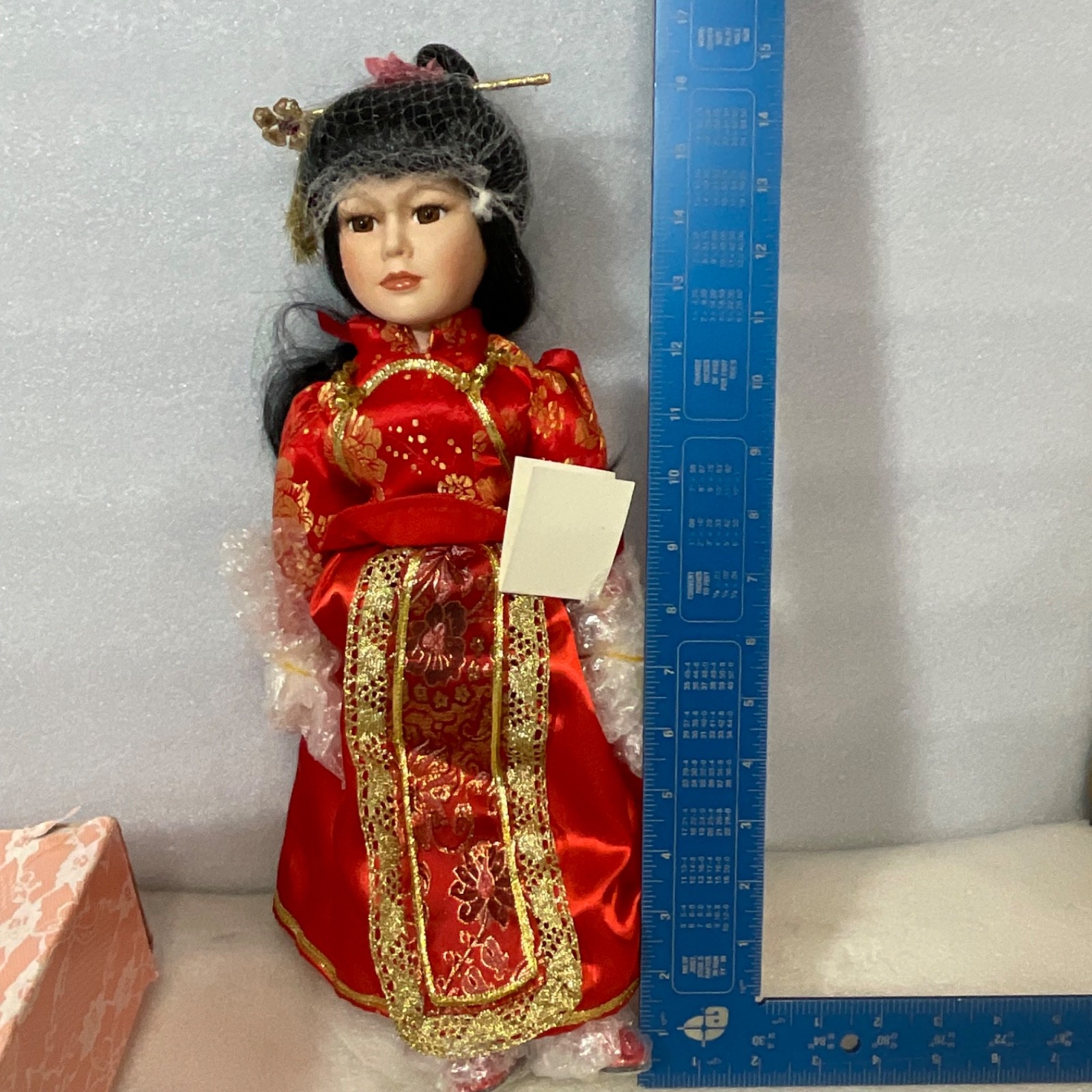 Americana Sweetheart Su Ling Porcelain Doll 15in Red Dress Box 28220 - Image 16