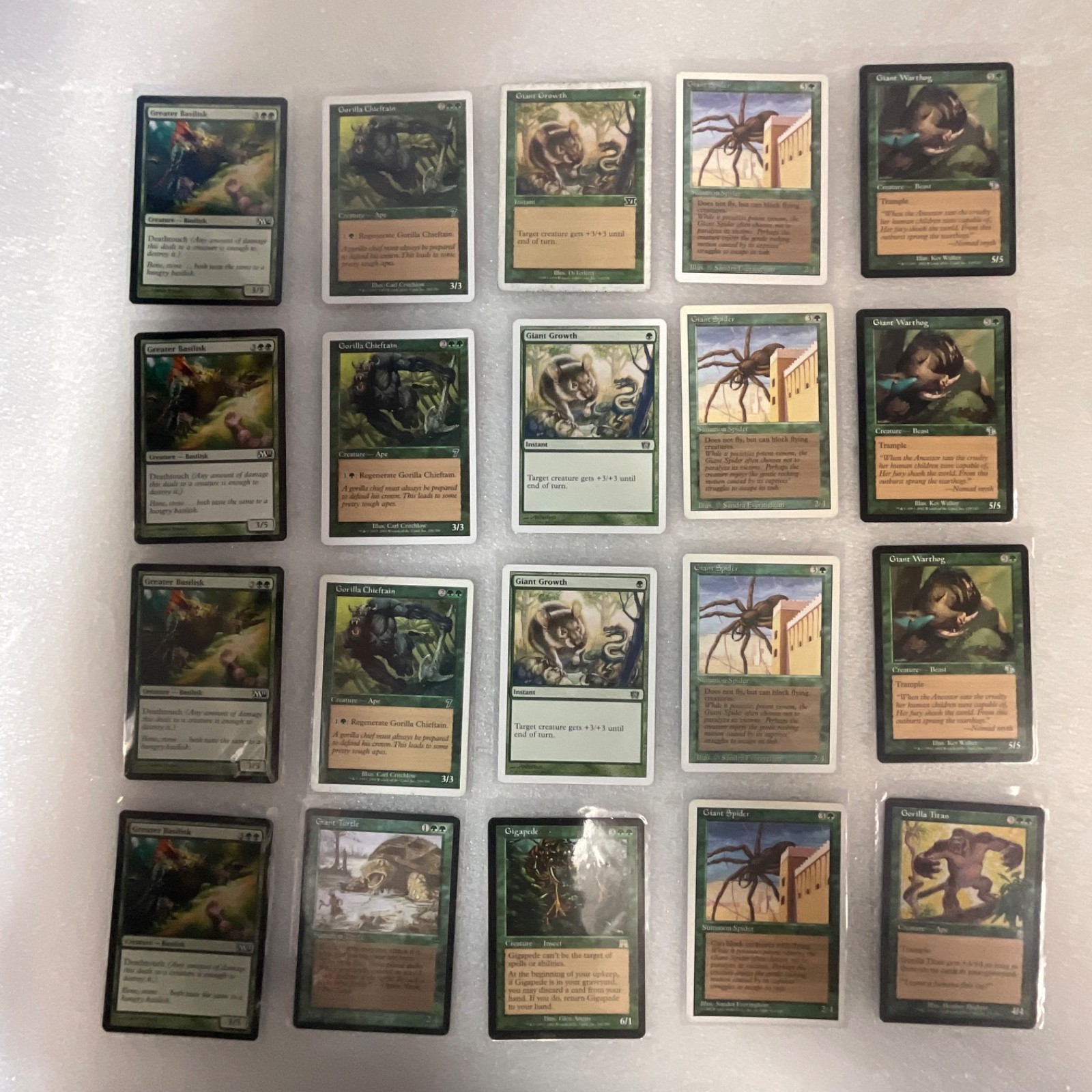 MTG 20 Card Green Lot Mixed Sets Basilisk Spider Warthog Gigapede - Image 1
