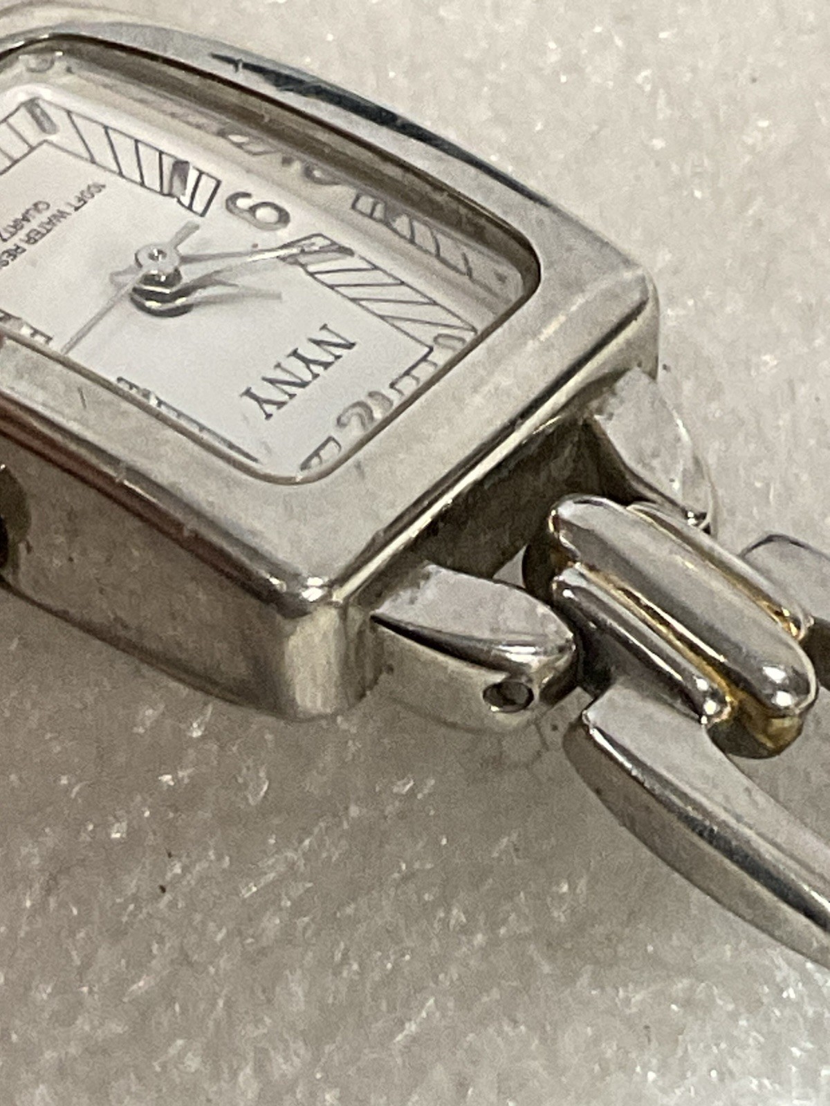 NYNY Silver Toned Rectangular Face 100 Water Resist Watch 43-069 V-13 - Image 6