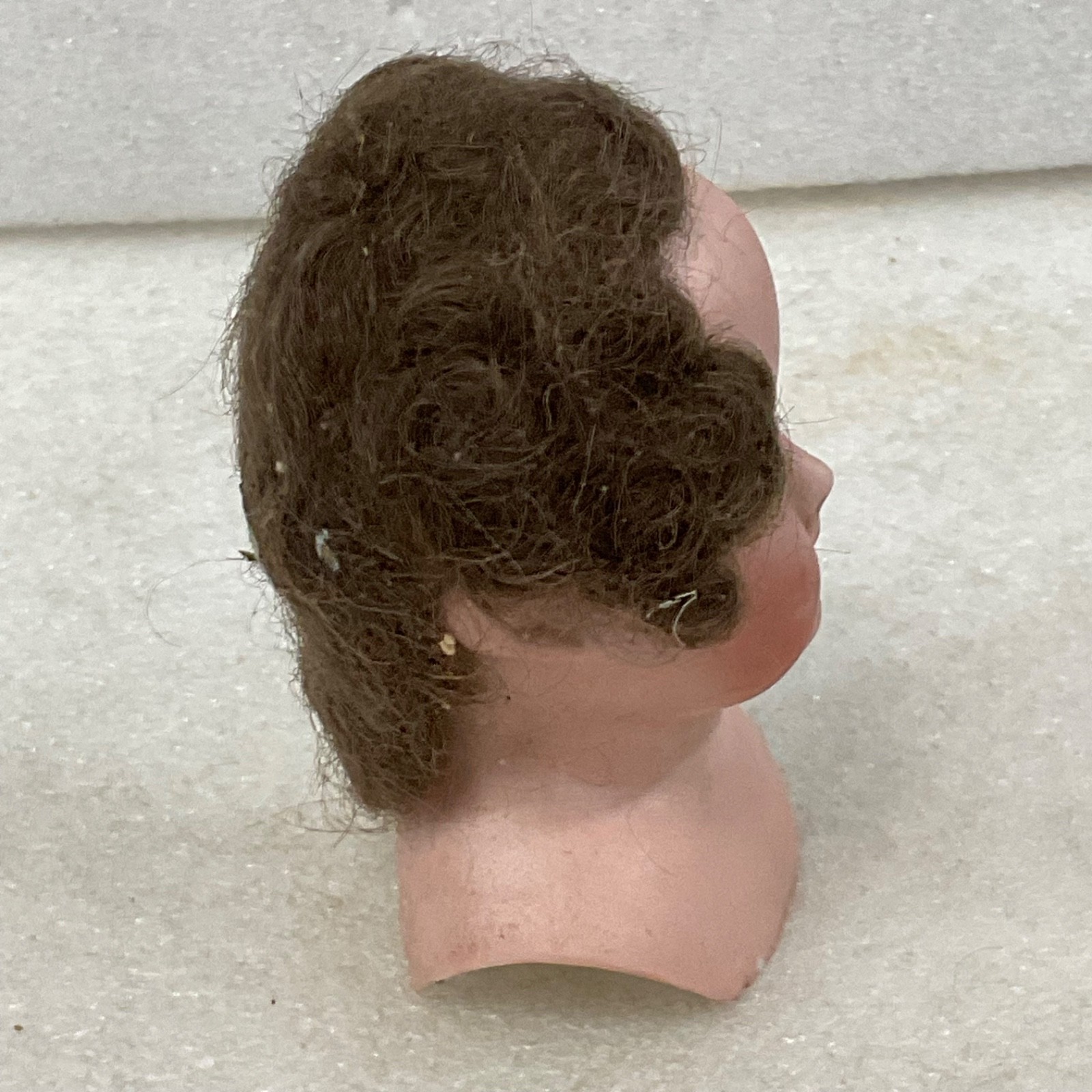 Germany Mabel 1810 Doll Head Bust Brown Wig Black Eyes 4 in - Image 4