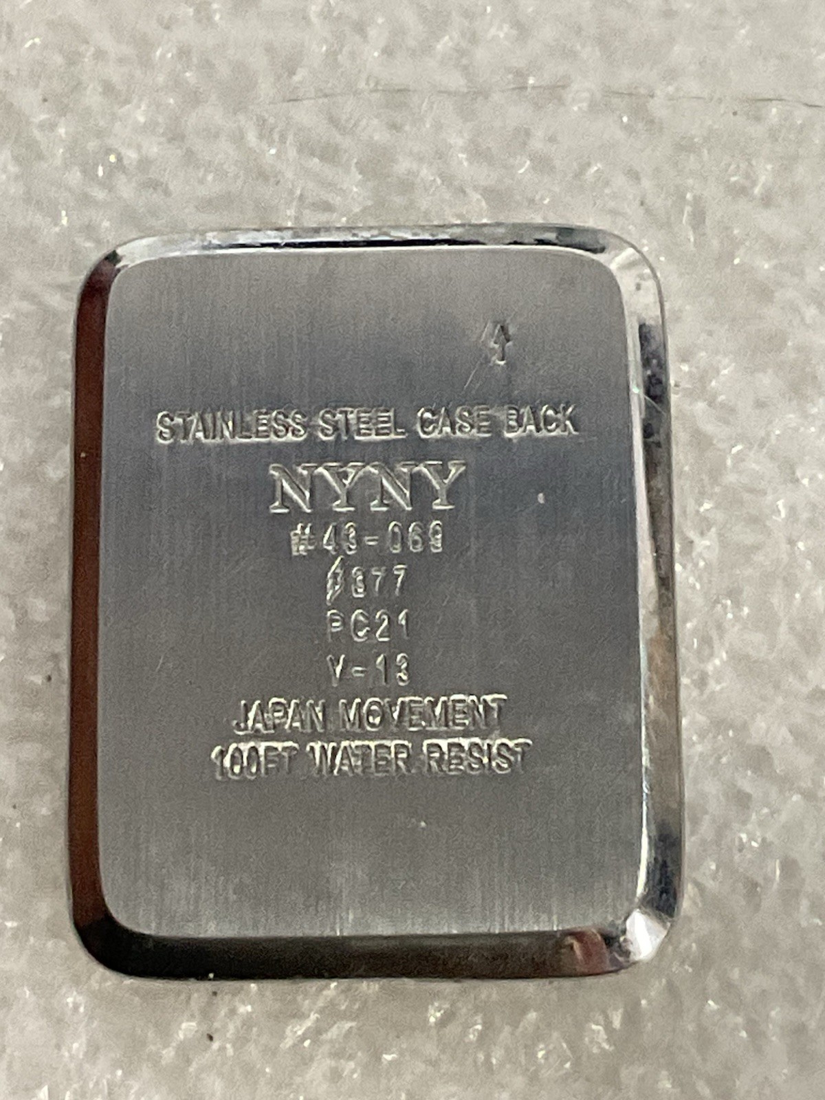 NYNY Silver Toned Rectangular Face 100 Water Resist Watch 43-069 V-13 - Image 12