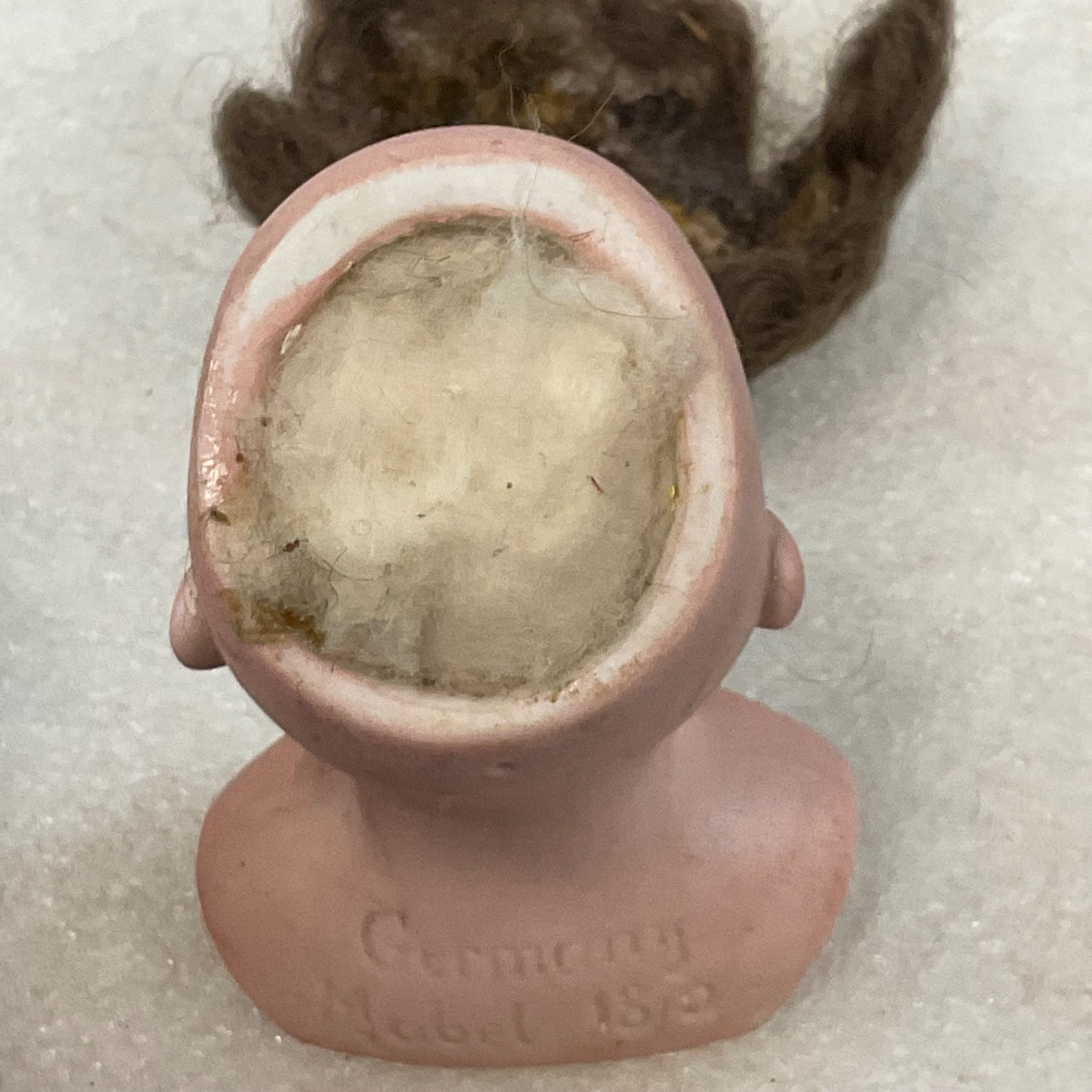 Germany Mabel 1810 Doll Head Bust Brown Wig Black Eyes 4 in - Image 10