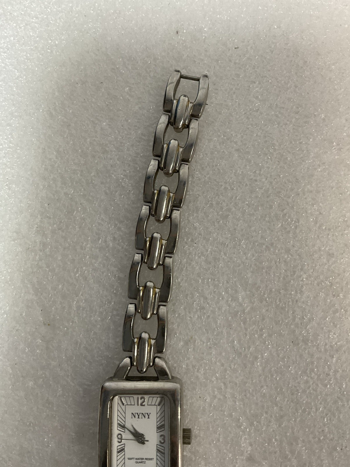 NYNY Silver Toned Rectangular Face 100 Water Resist Watch 43-069 V-13 - Image 15