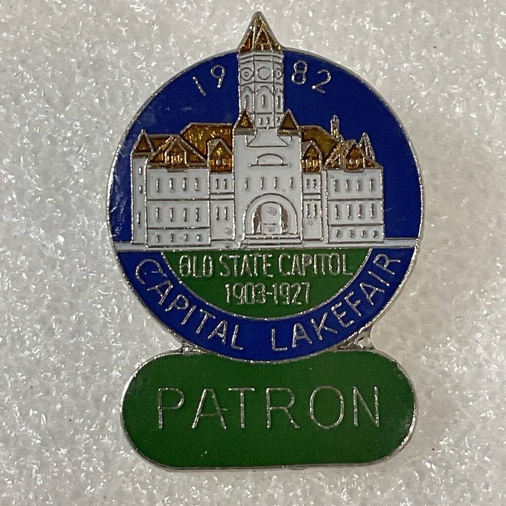 1982 Capital Lakefair Old State Capitol 1903-1927 Patron Pin Pinback Washington - Image 1