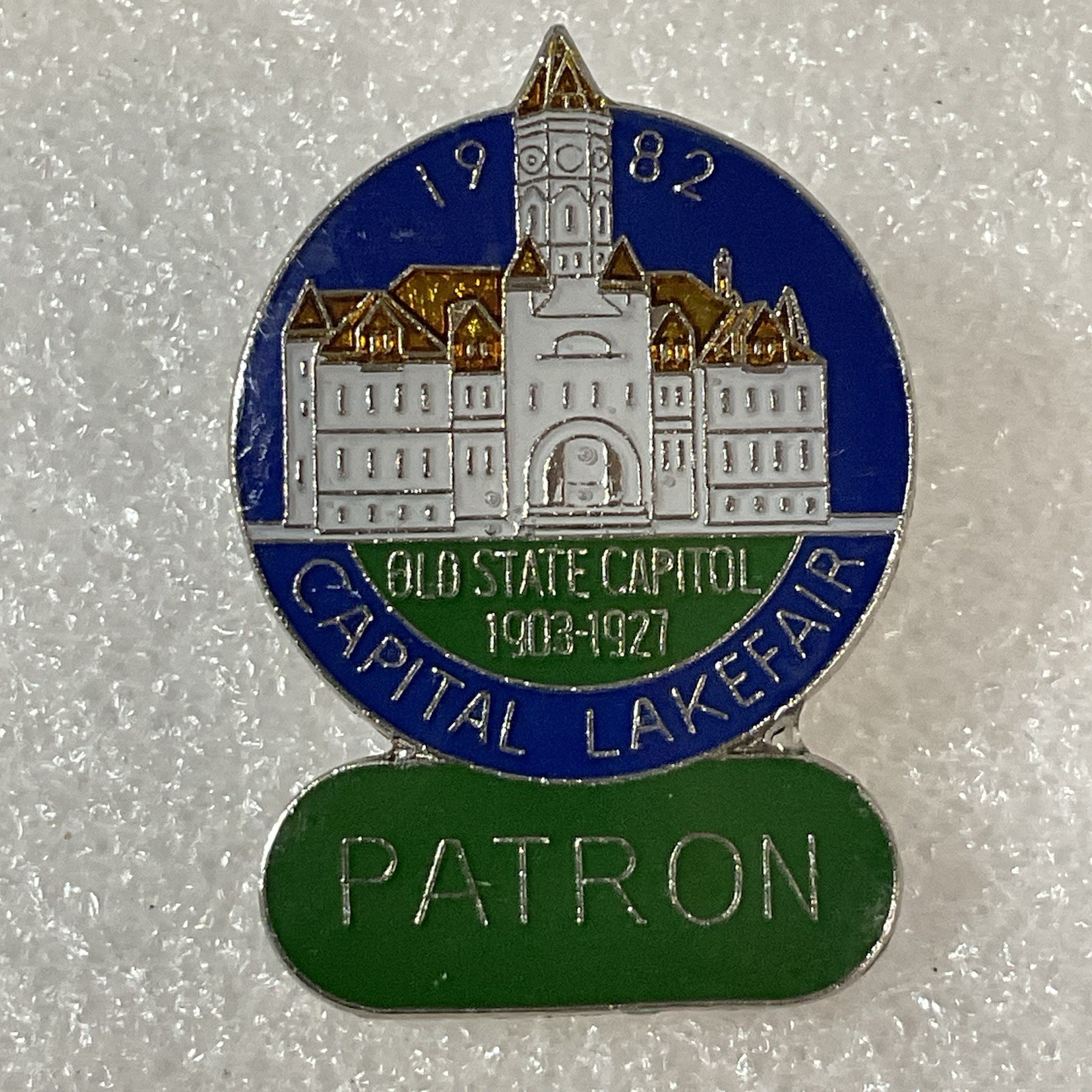 1982 Capital Lakefair Old State Capitol 1903-1927 Patron Pin Pinback Washington - Image 1