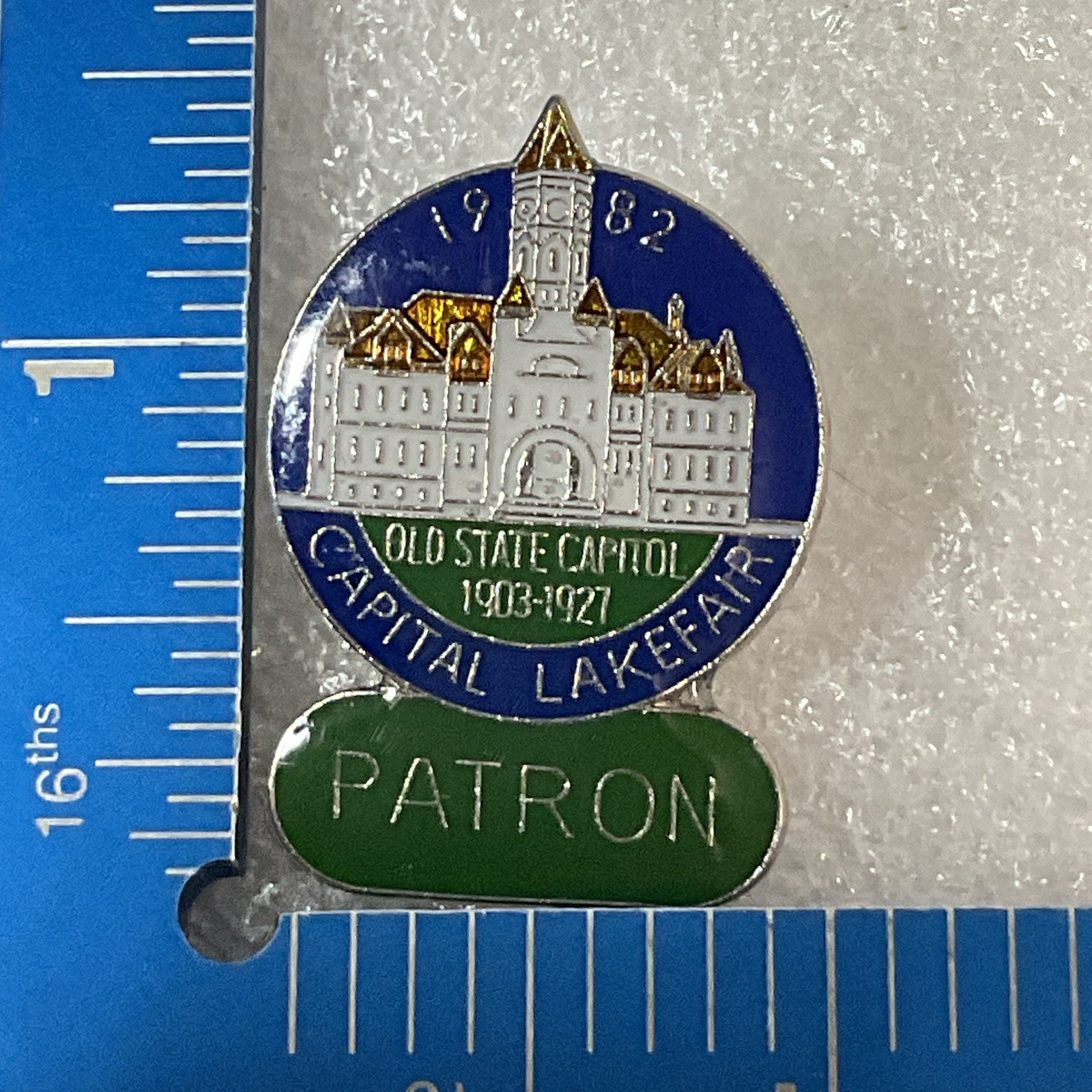 1982 Capital Lakefair Old State Capitol 1903-1927 Patron Pin Pinback Washington - Image 5