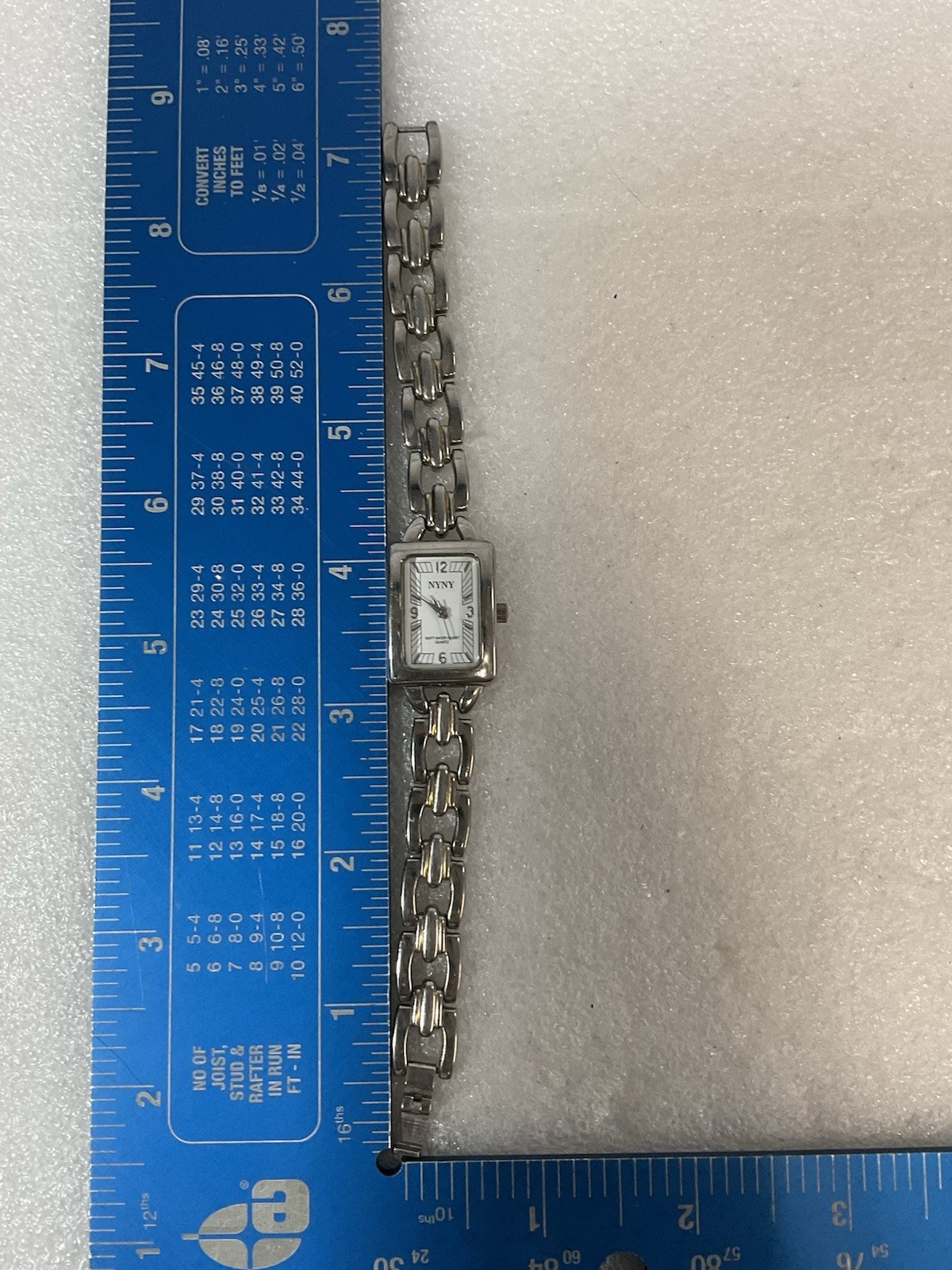 NYNY Silver Toned Rectangular Face 100 Water Resist Watch 43-069 V-13 - Image 23