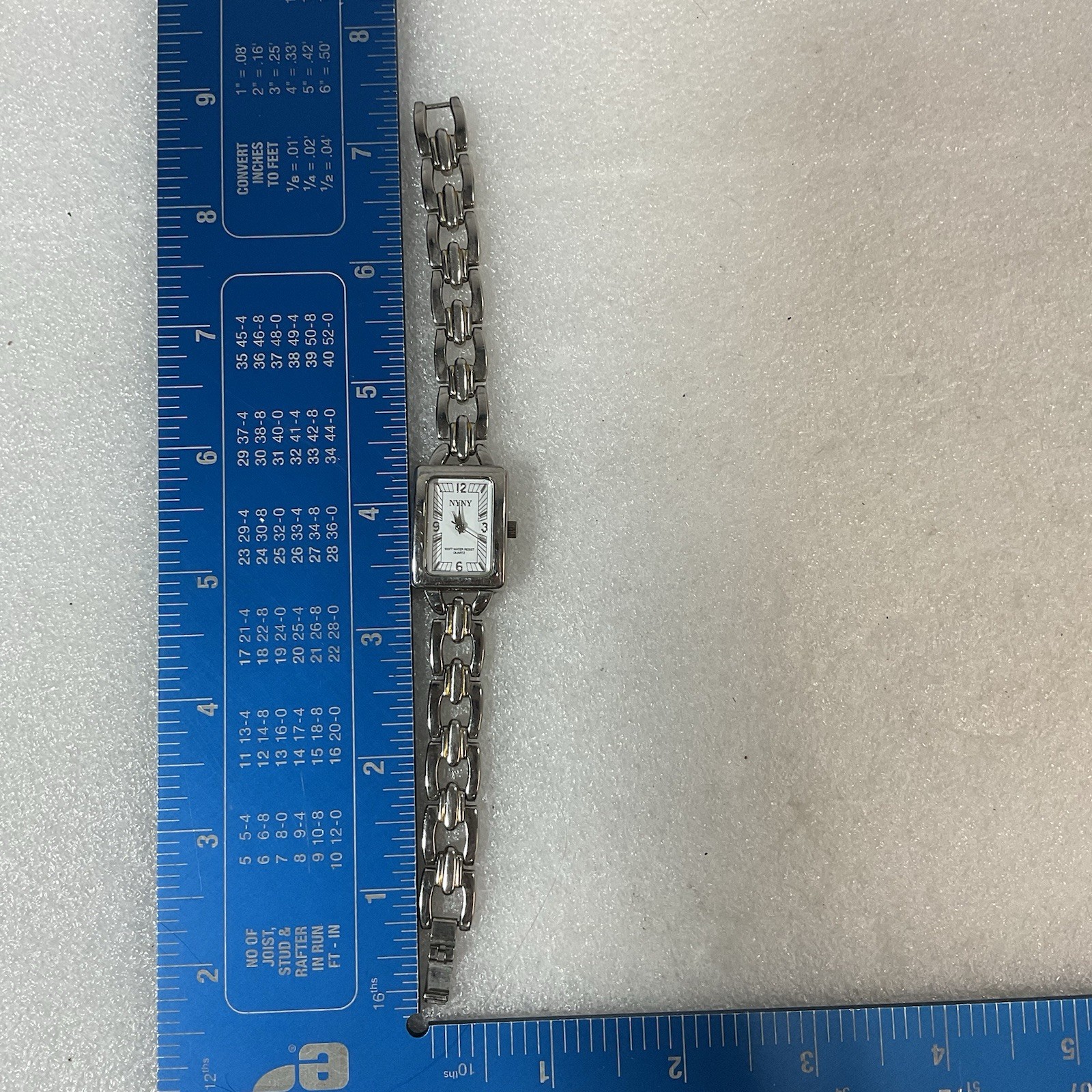 NYNY Silver Toned Rectangular Face 100 Water Resist Watch 43-069 V-13 - Image 22